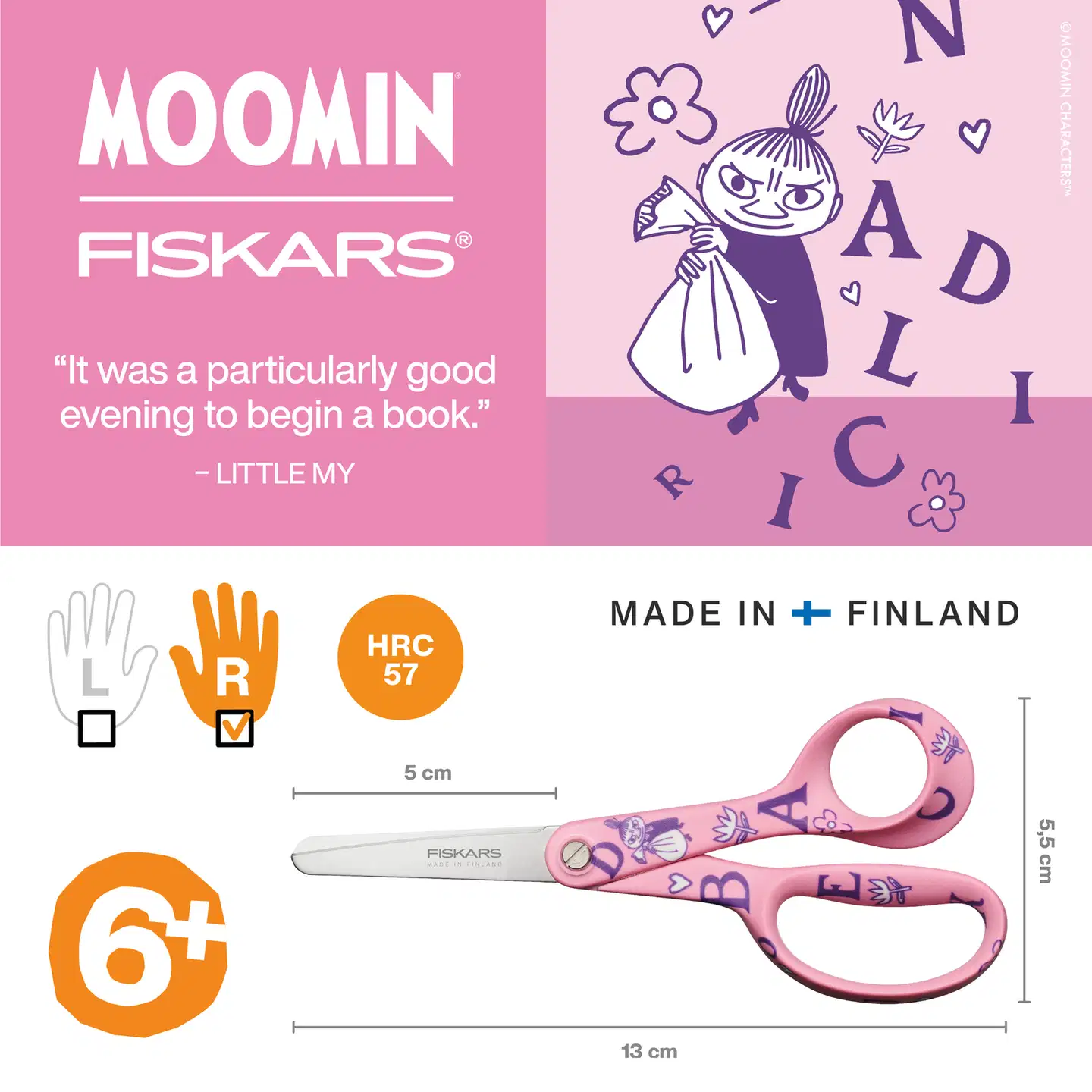 Fiskars Muumi lasten sakset 13cm Pikku Myy ABC - 7