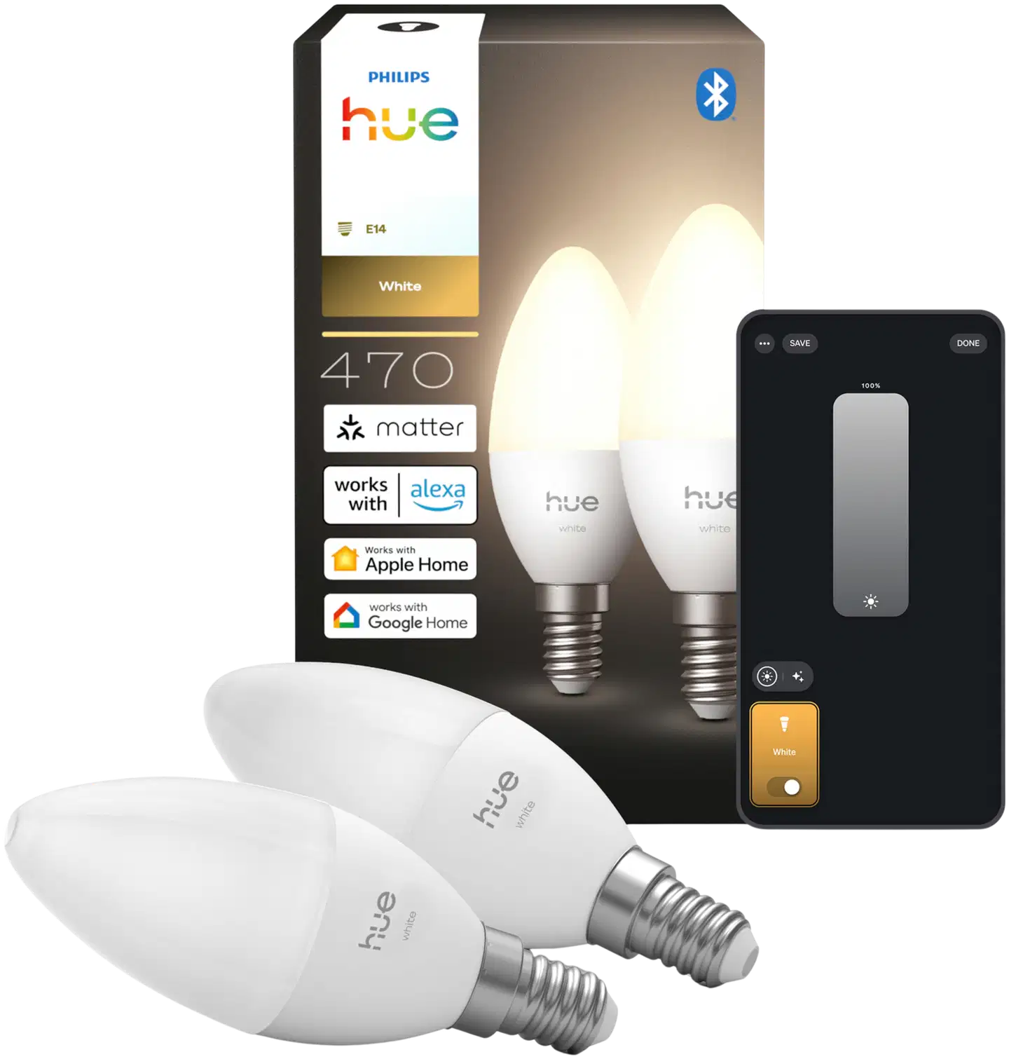 Philips Hue LED-lamppu 5.3W B39 E14 4000K 470LM valkoinen 2 kappaletta - 1
