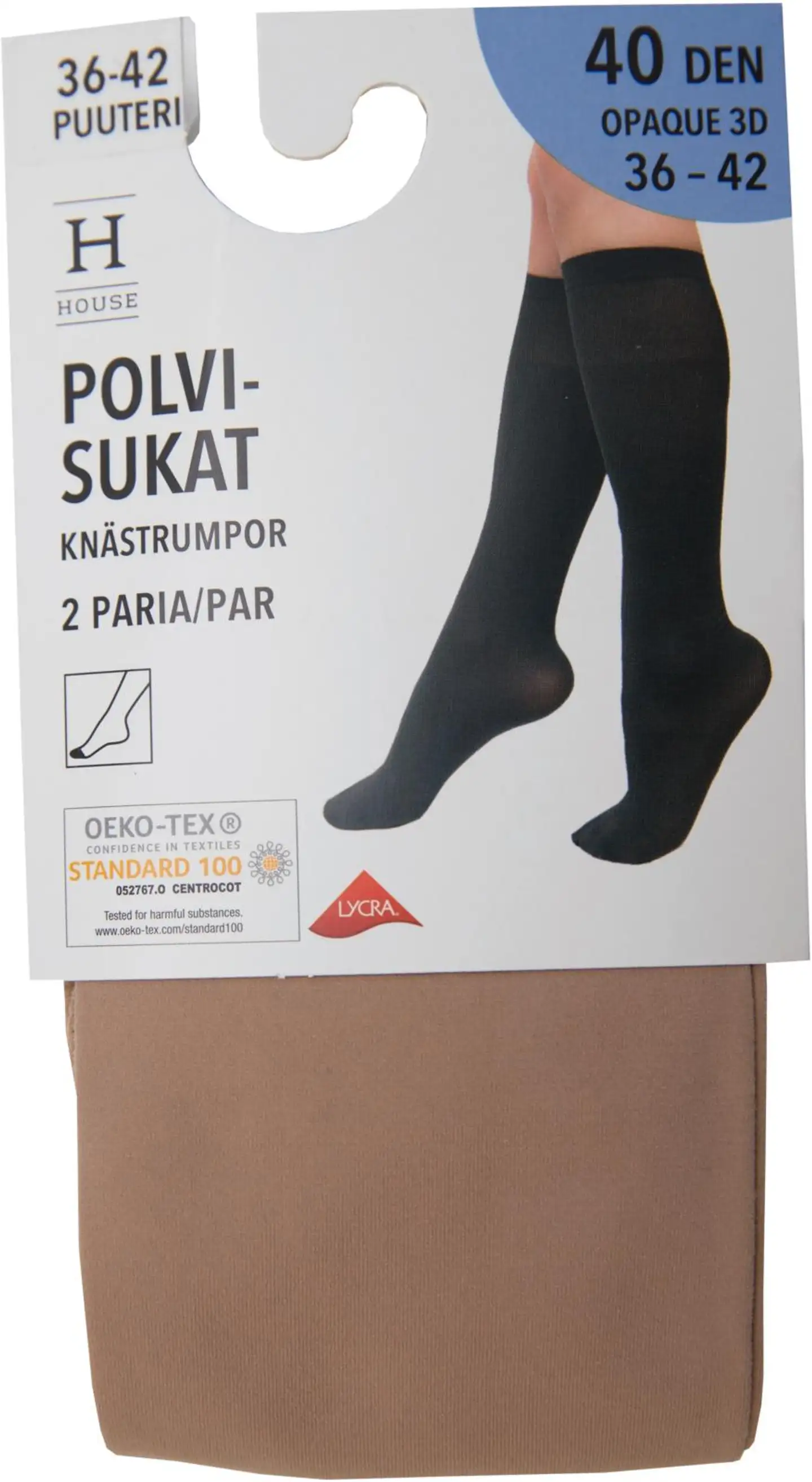 House naisten polvisukat 40 den 3D Opaque 2-pack - Powder