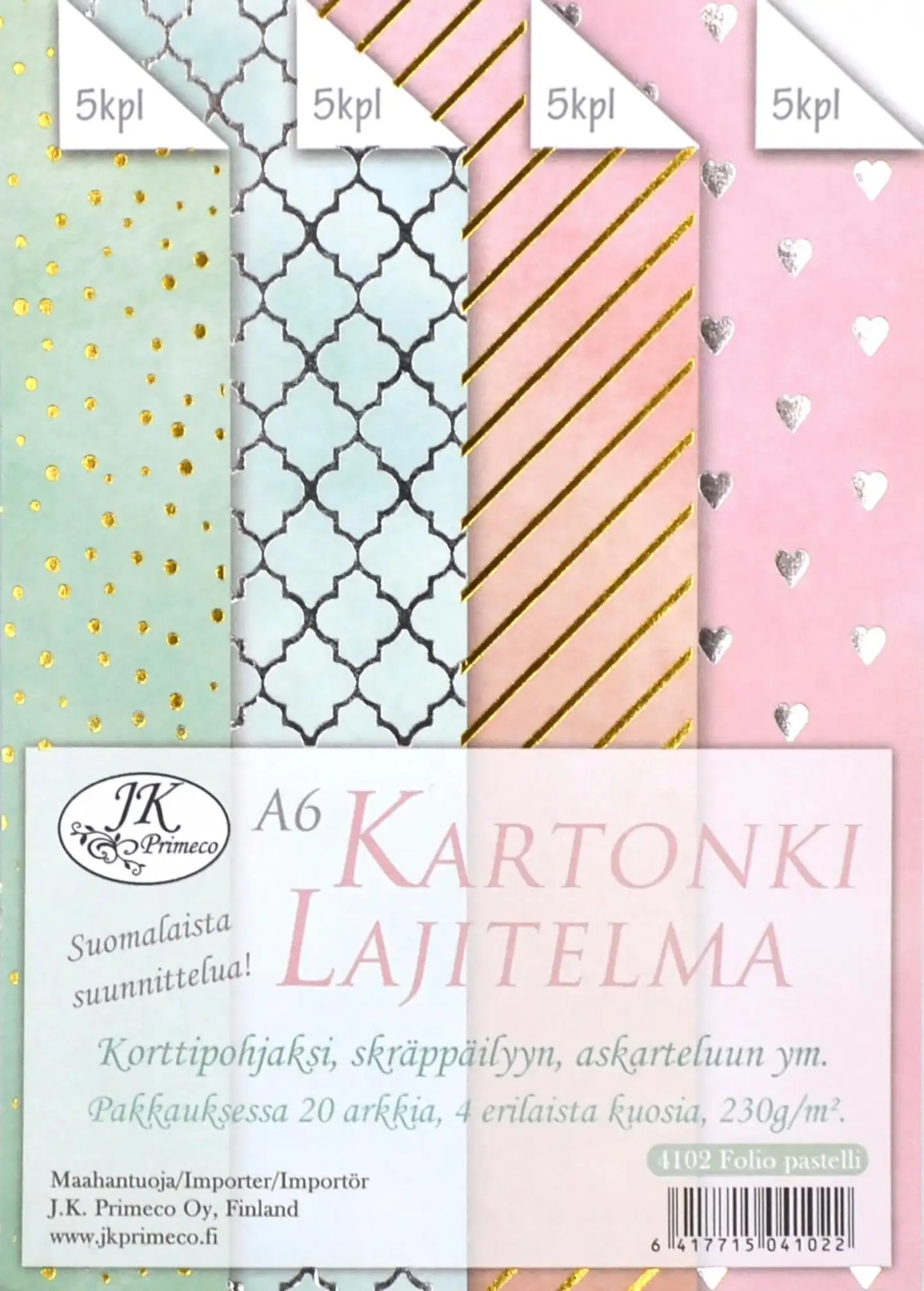 J.K. Primeco kartonkilajitelma A6 Folio pastelli 20 ark - 1