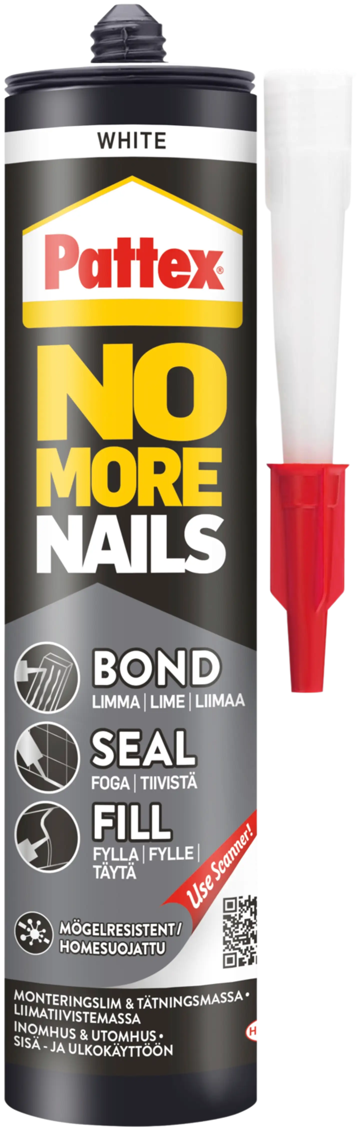 Pattex liimatiivistemassa 280ml NoMoreNails Bond-Seal-Fill valkoinen - 1