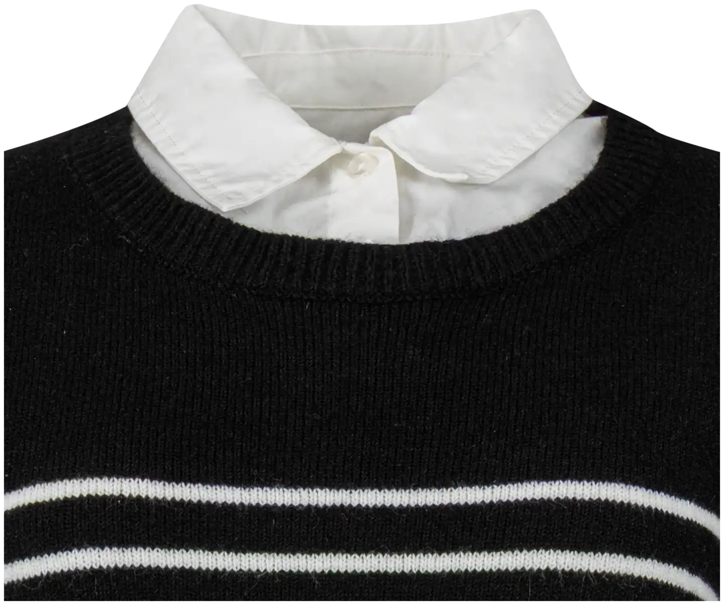 TEX naisten raidallinen kauluspaita-neule I997034 - BLACK 1 - 2