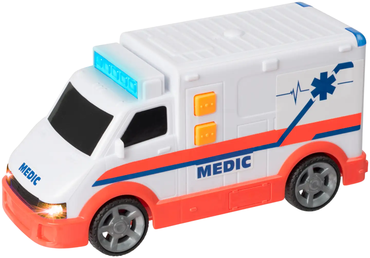 Teamsterz lelu Mighty Machines pieni valkoinen ambulanssi valoilla ja äänillä