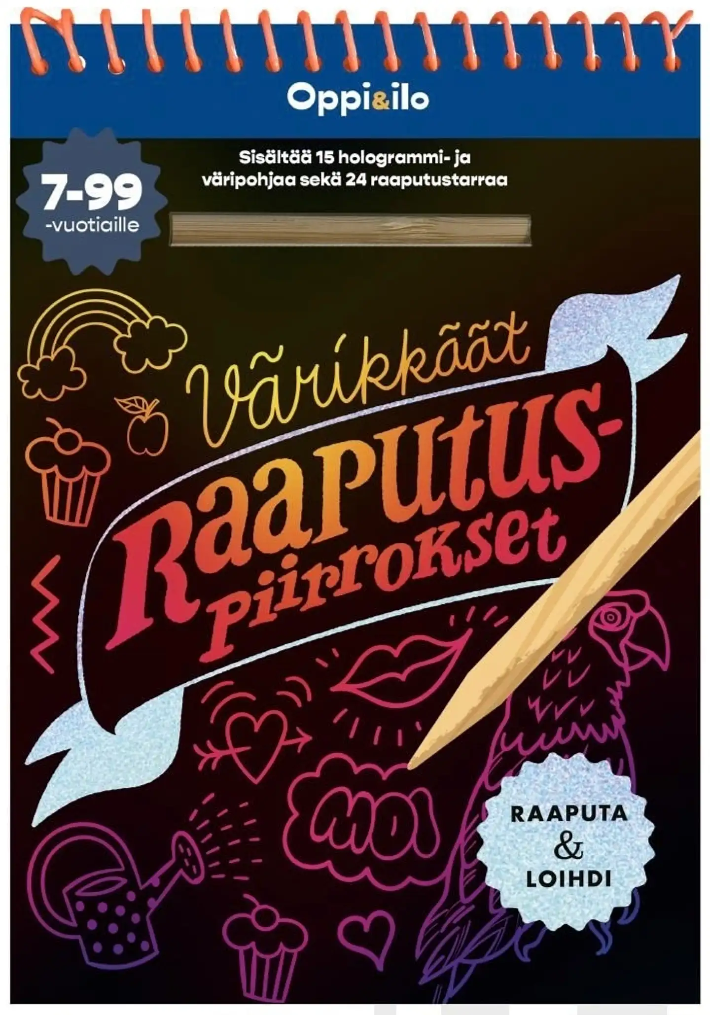 Värikkäät Raaputuspiirrokset -puuhakirja 7-99 v - Raaputa ja loihdi!