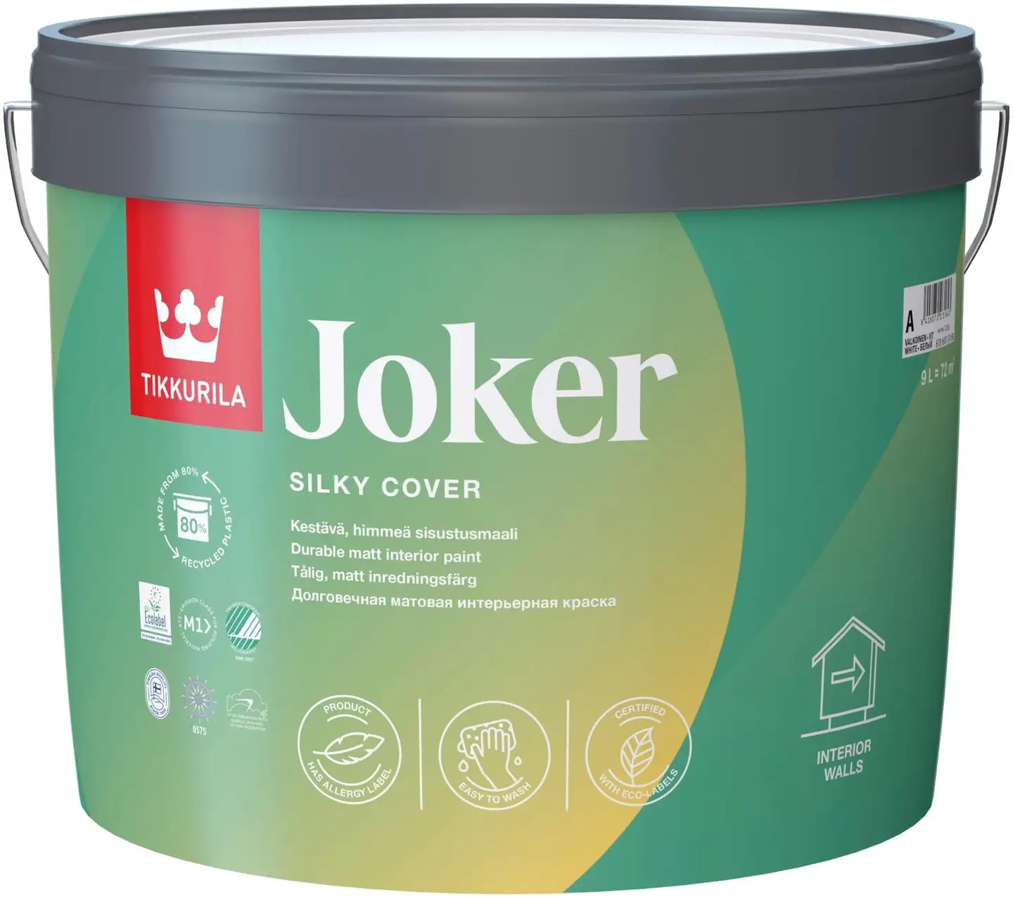 Tikkurila sisustusmaali Joker 9 l A valkoinen sävytettävissä himmeä