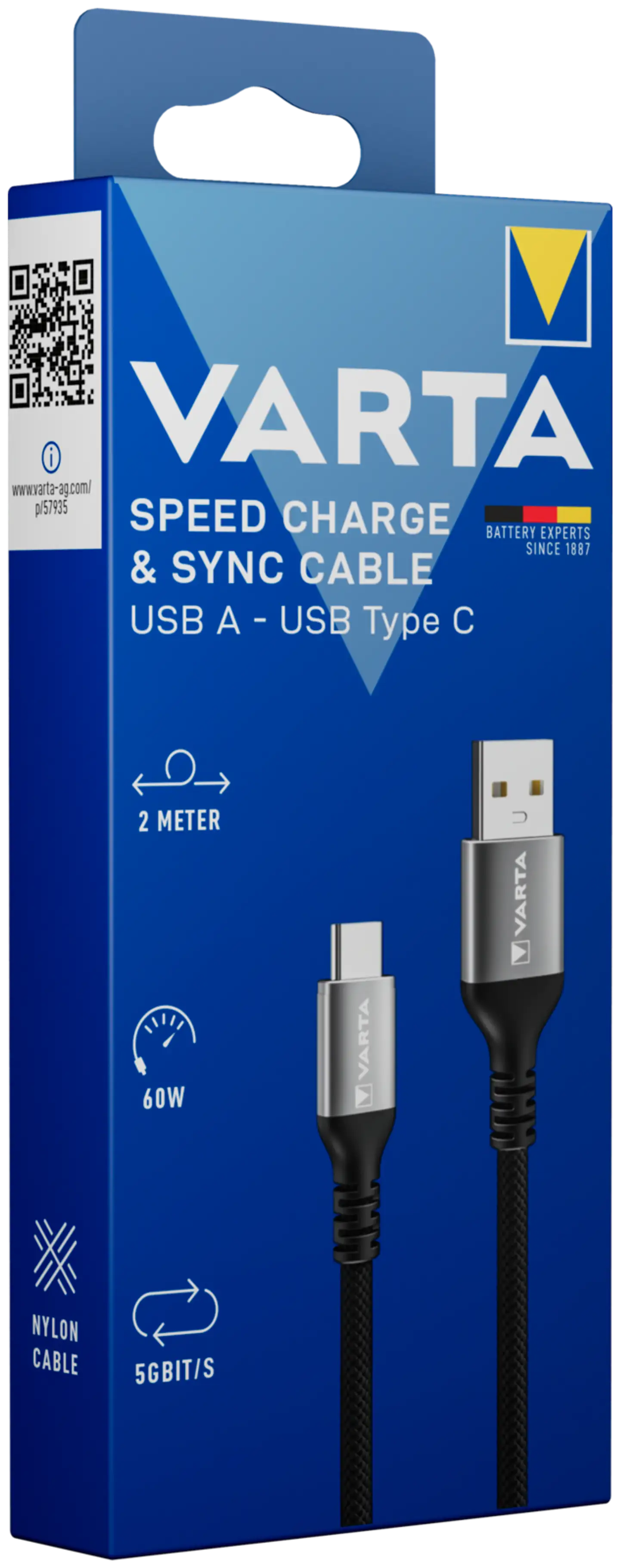 Varta USB-A–USB-C-kaapeli 2m musta - 2