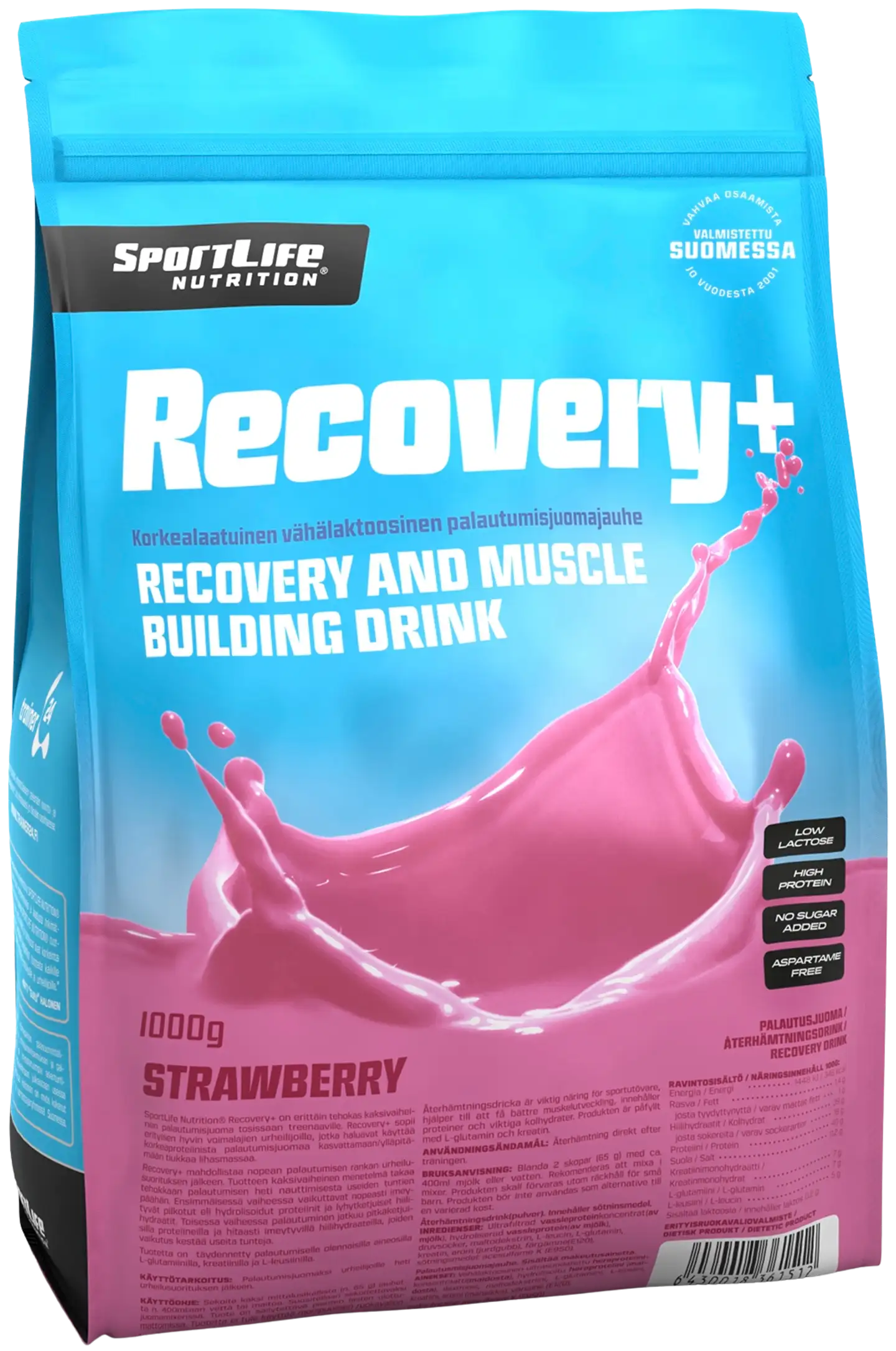 SportLife Nutrition Recovery+ 1000g mansikka palautusjuoma