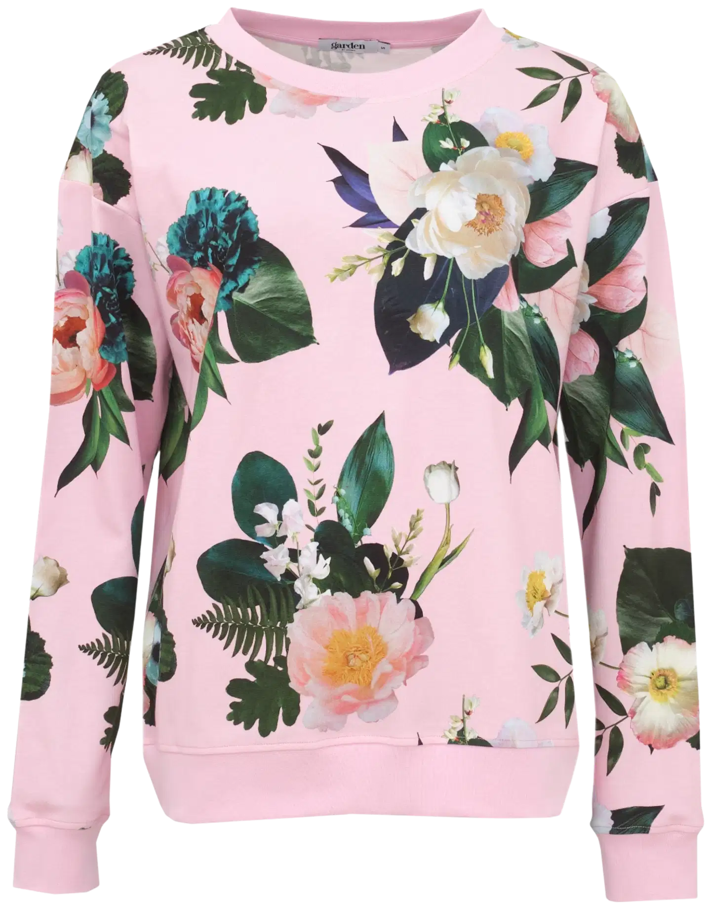 Garden by Uhana naisten kukallinen collegepusero, väljä mitoitus - Mids light pink - 1