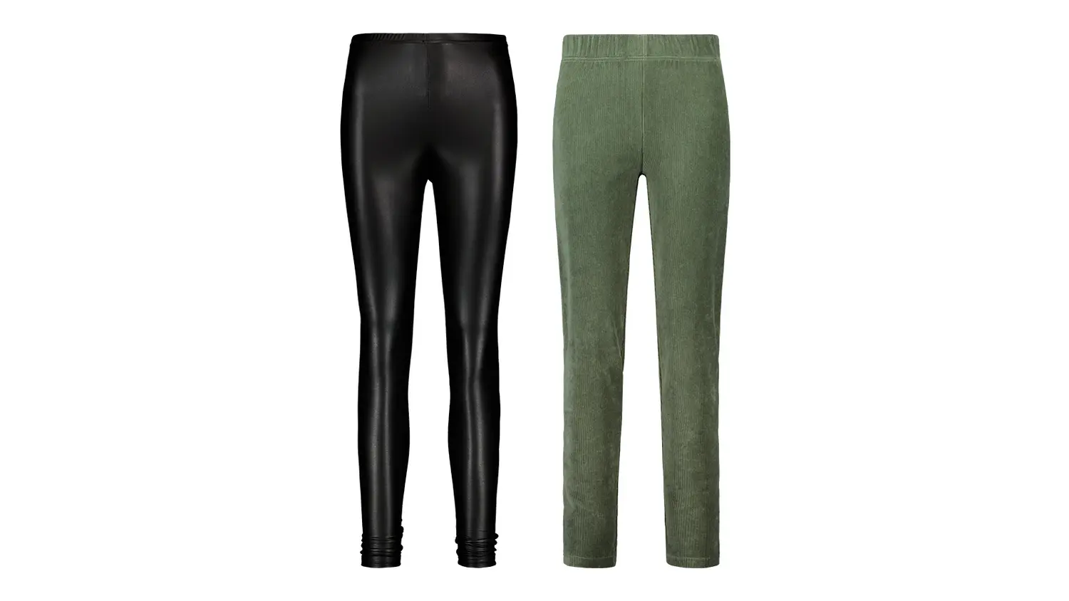 Kaksi paria leggingsejä, merkit Katri Niskanen ja House.