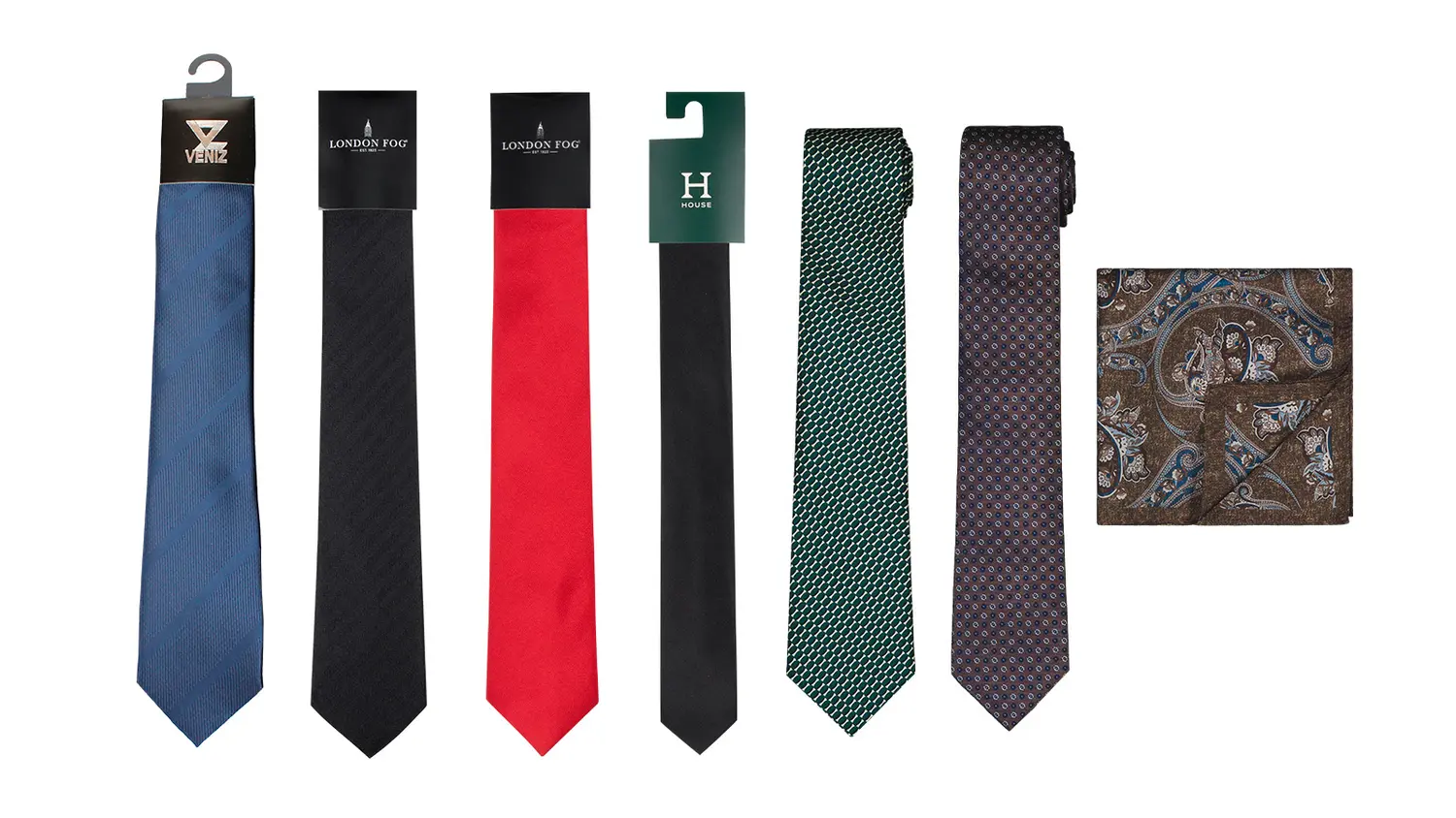 Erilaisia kravatteja