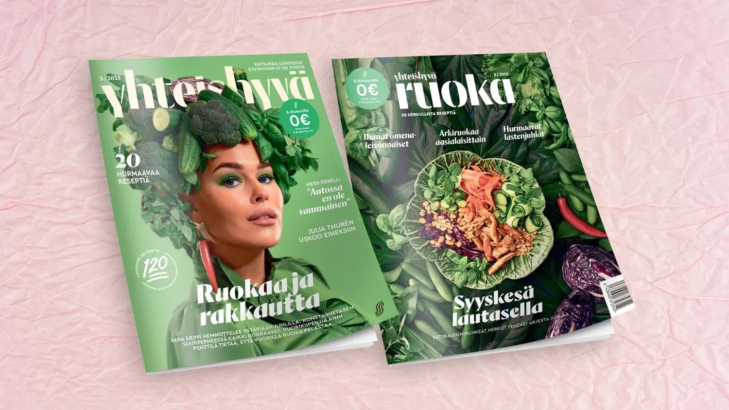 Yhteishyvä 3/2025 ja Ruoka-lehtien kannet.