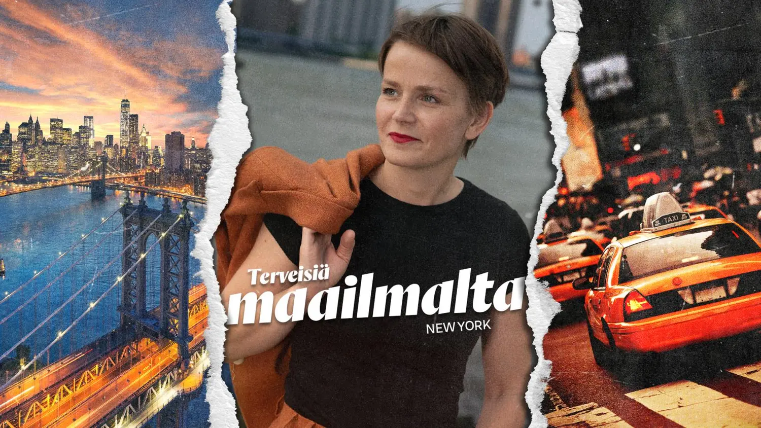Mari Karppinen New Yorkissa takki olalla.