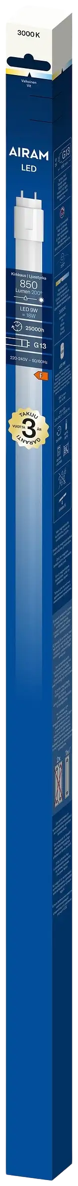 Airam LED-loisteputki 9W T8/26 G13 850lm 3000K 59 cm - 2