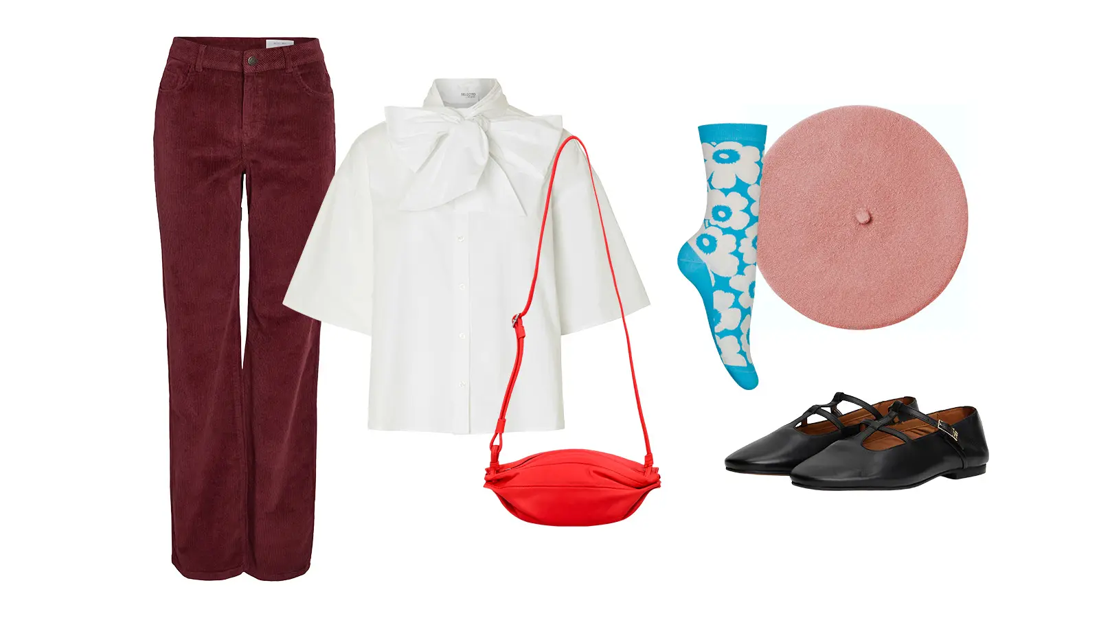 Leikkisä minimalismi -tyylisiä vaatteita.