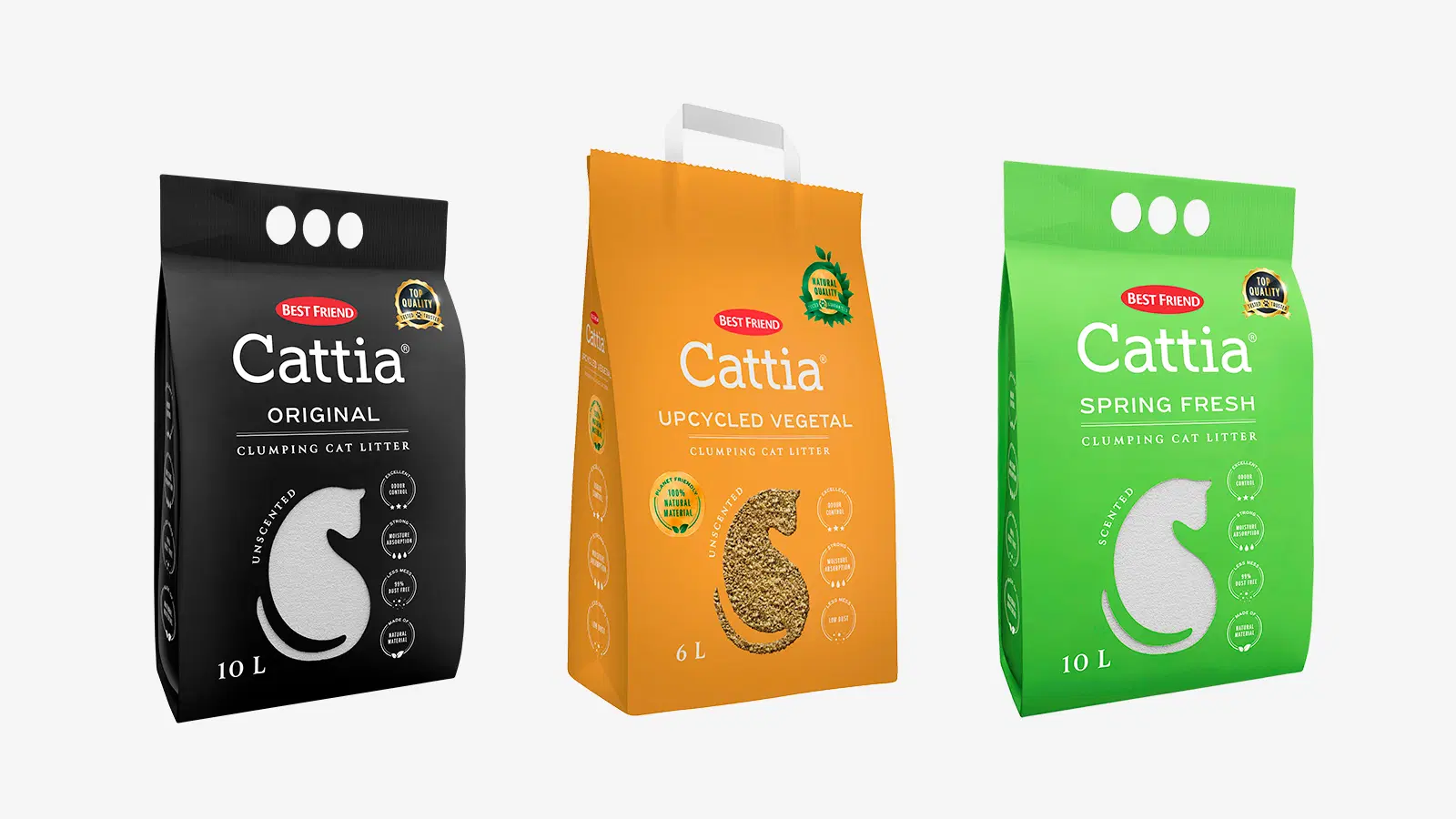 Cattia Original, Cattia Spring Fresh, Cattia Upcycled Vegetal