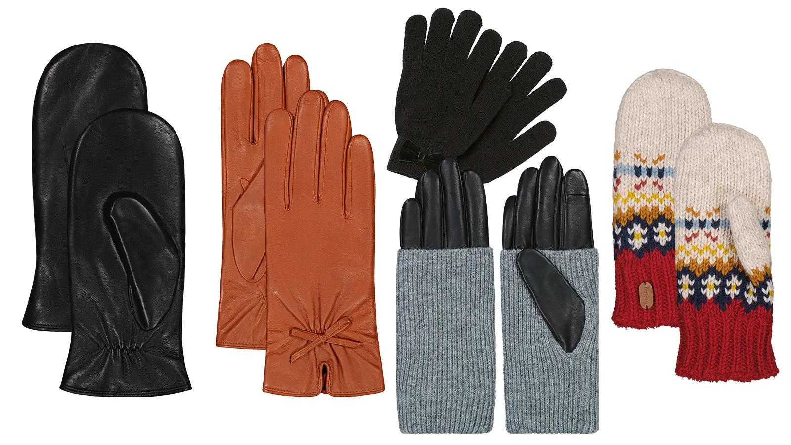 Erilaisia hanskoja ja lapasia