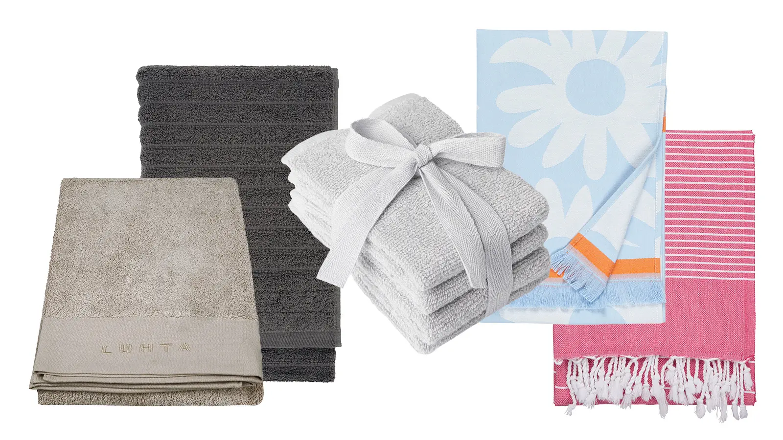 Erilaisia pyyhkeitä