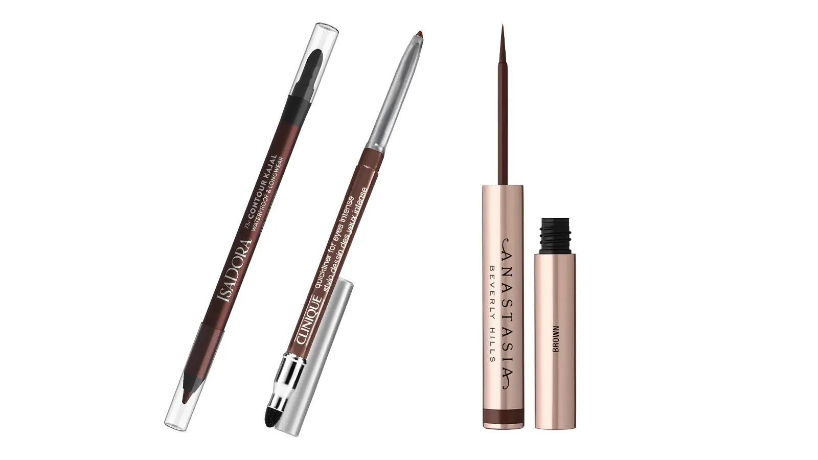 Erilaisia ruskeita silmänrajauskyniä