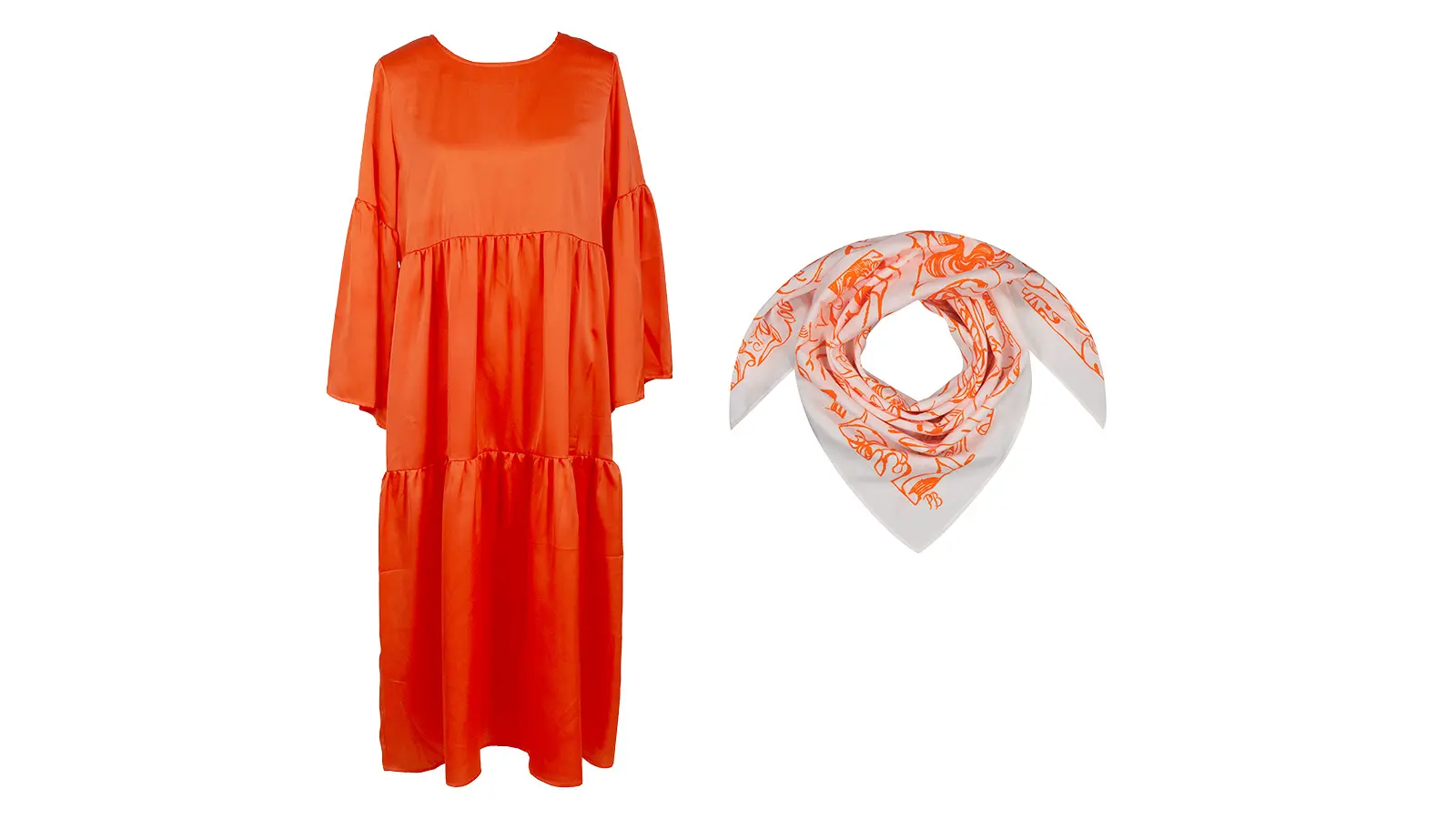 Oranssi mekko ja huivi