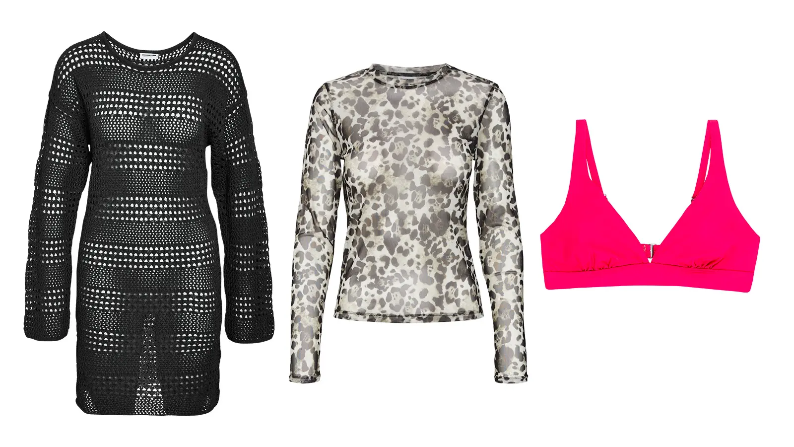 Läpikuultavia vaatteita ja bikiniyläosa