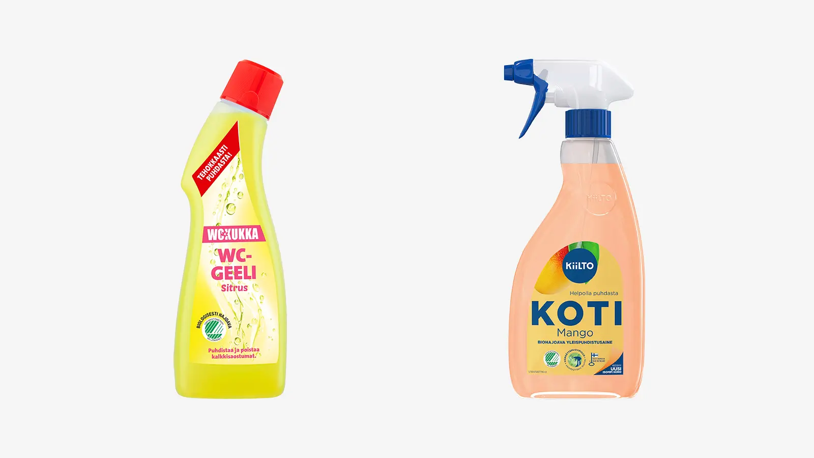 WC Kukka Sitrus wc-geeli, Kiilto Koti biohajoava yleispuhdistussuihke Mango