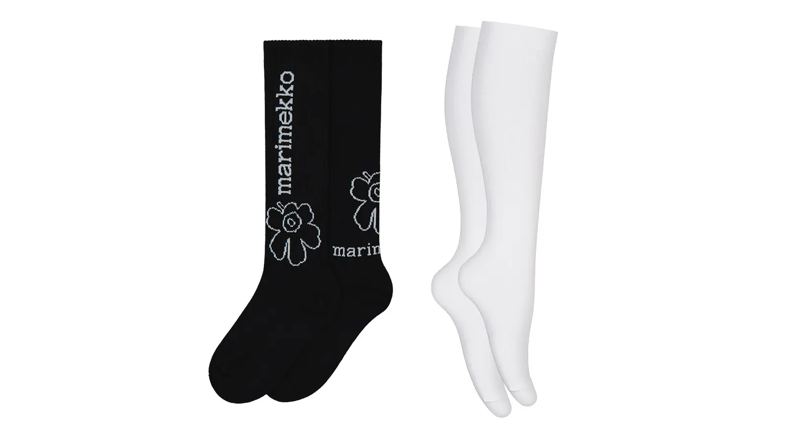 Mustat ja valkoiset polvisukat.