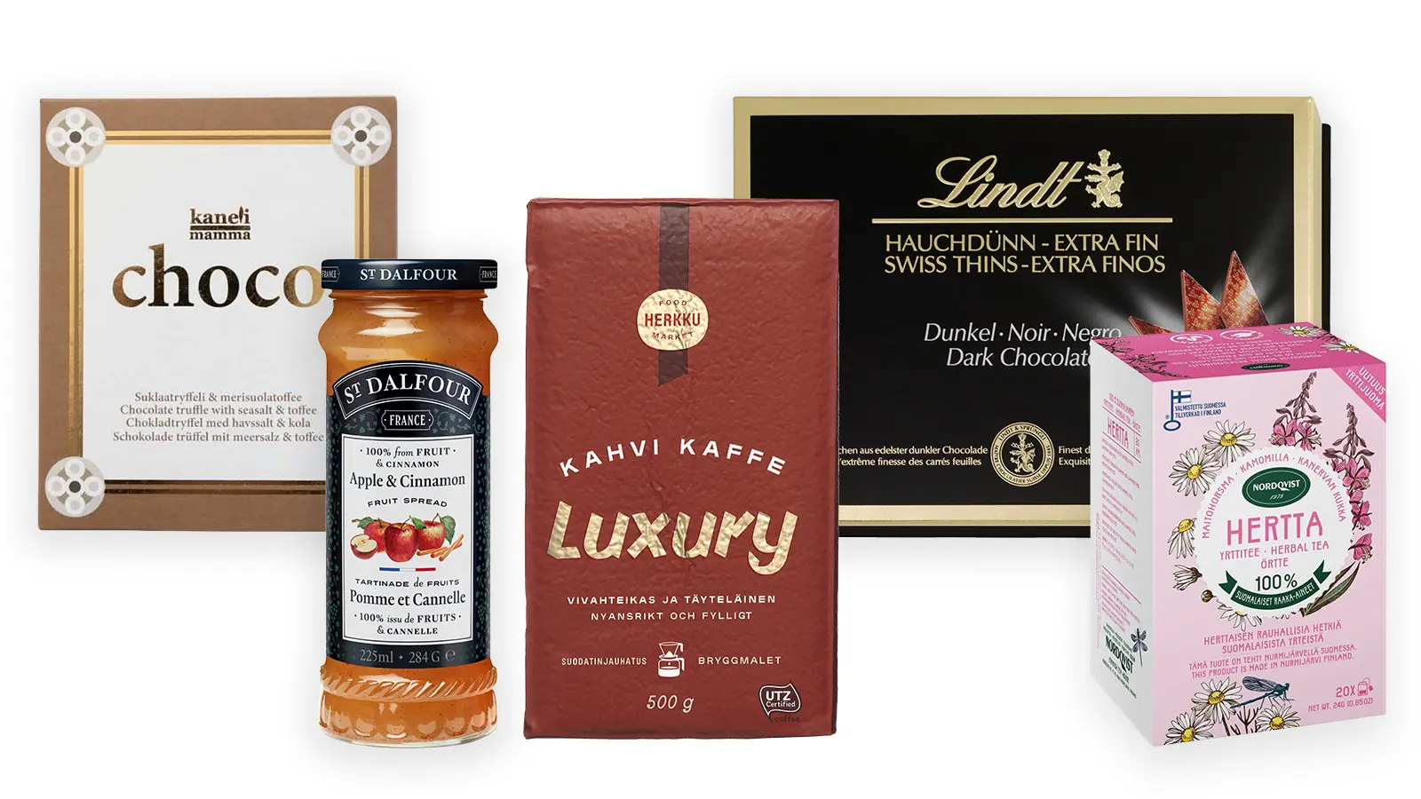 Herkkukoriin sopivia tuotteita