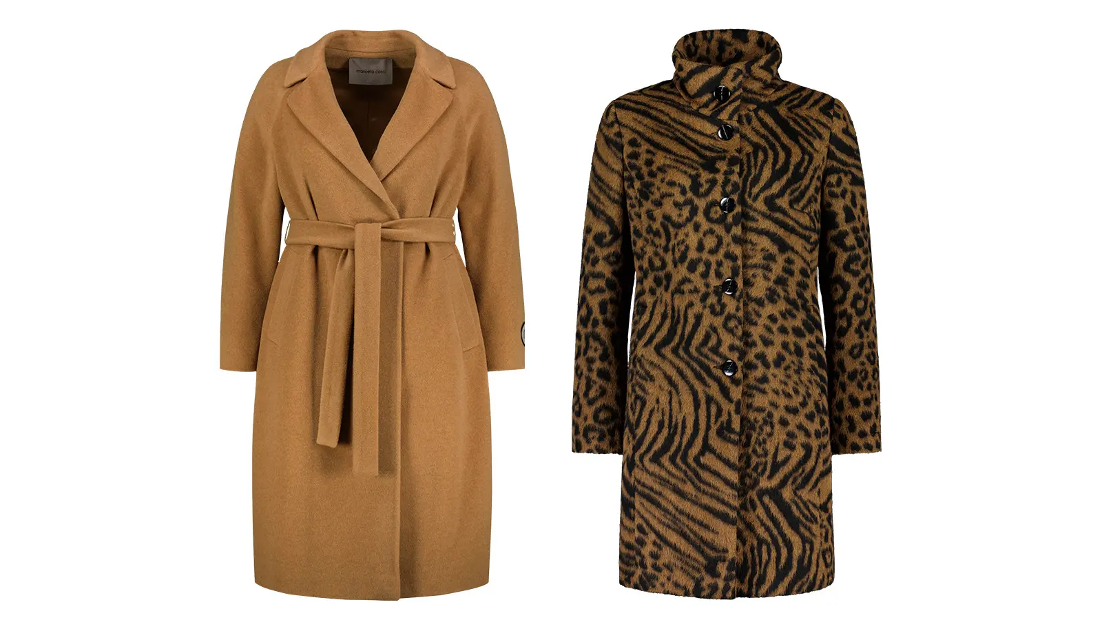 Kaksi ruskeaa takkia.