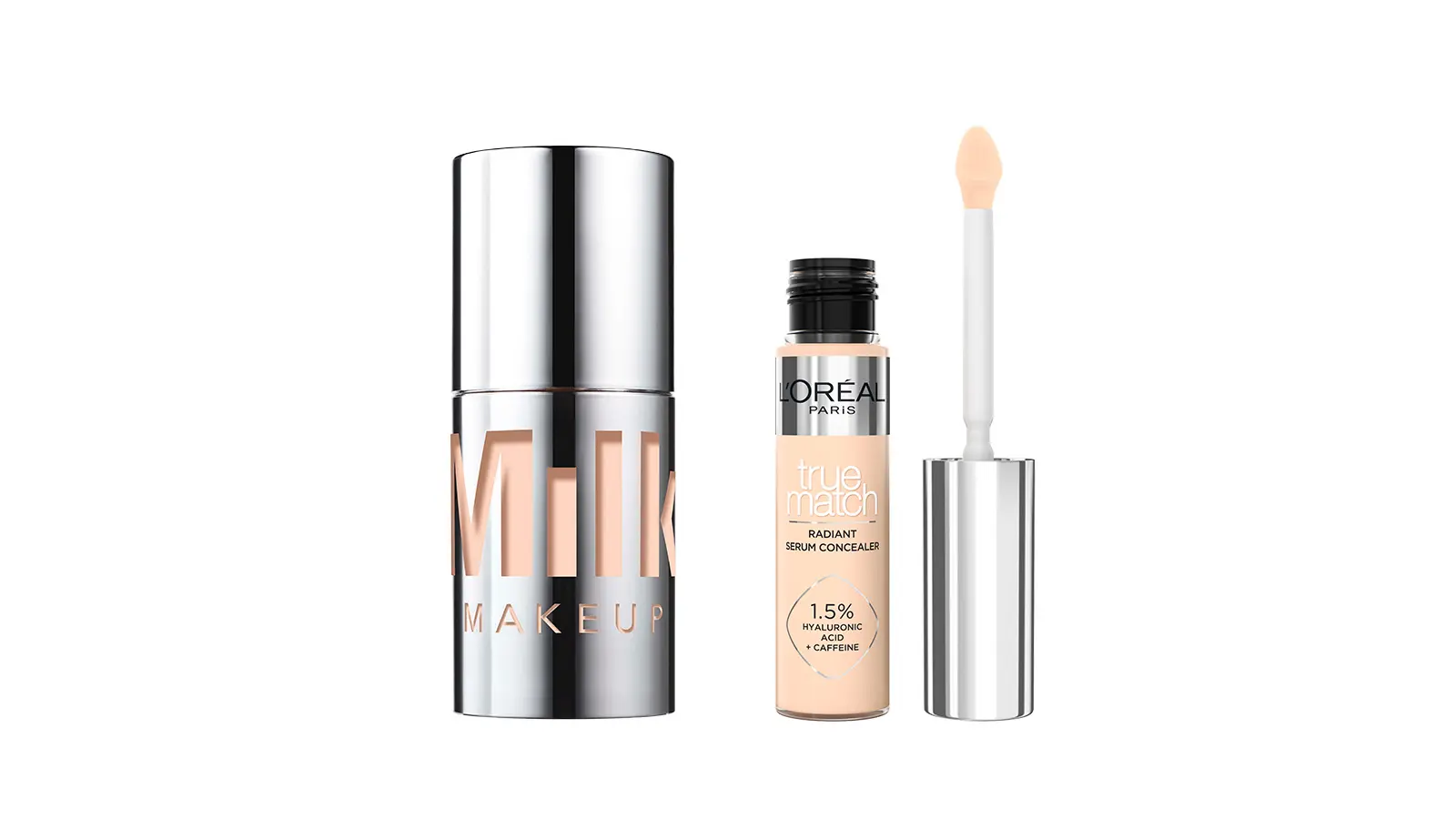 Kuvassa on kaksi eri meikkituotetta Sokoksen valikoimasta.