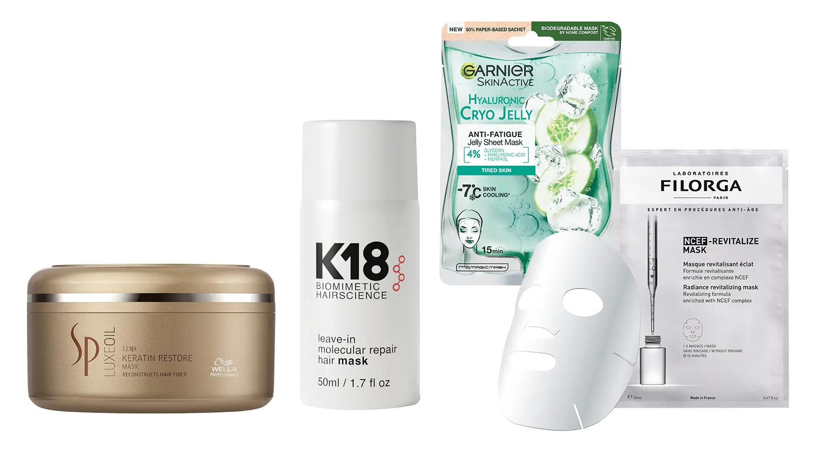 Hiusnaamioita ja kasvonaamioita