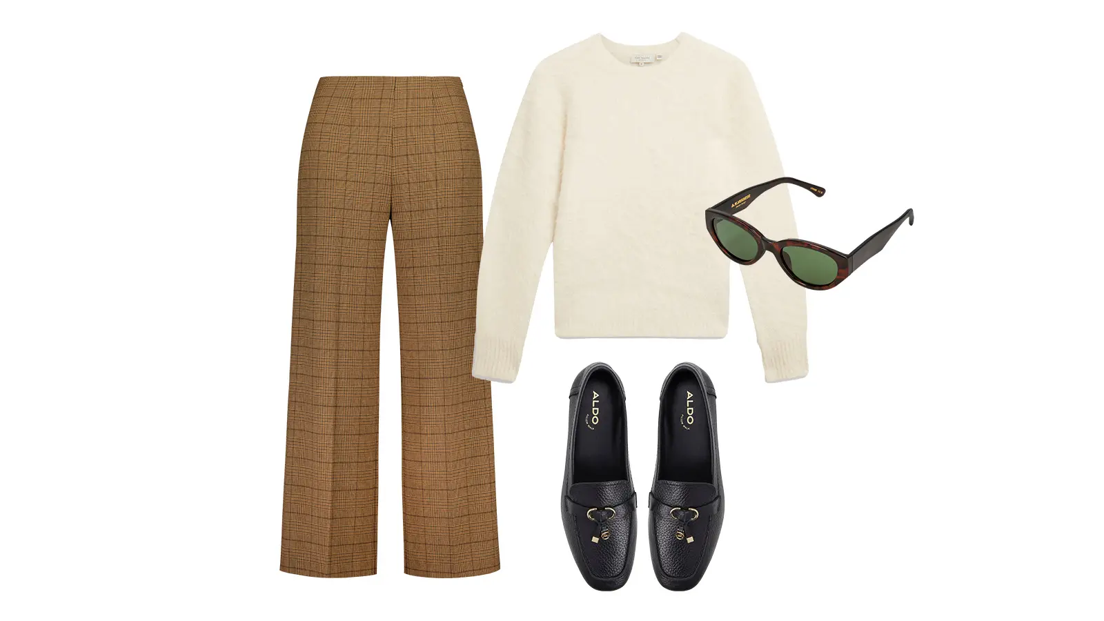 housut, paita, kengät ja aurinkolasit