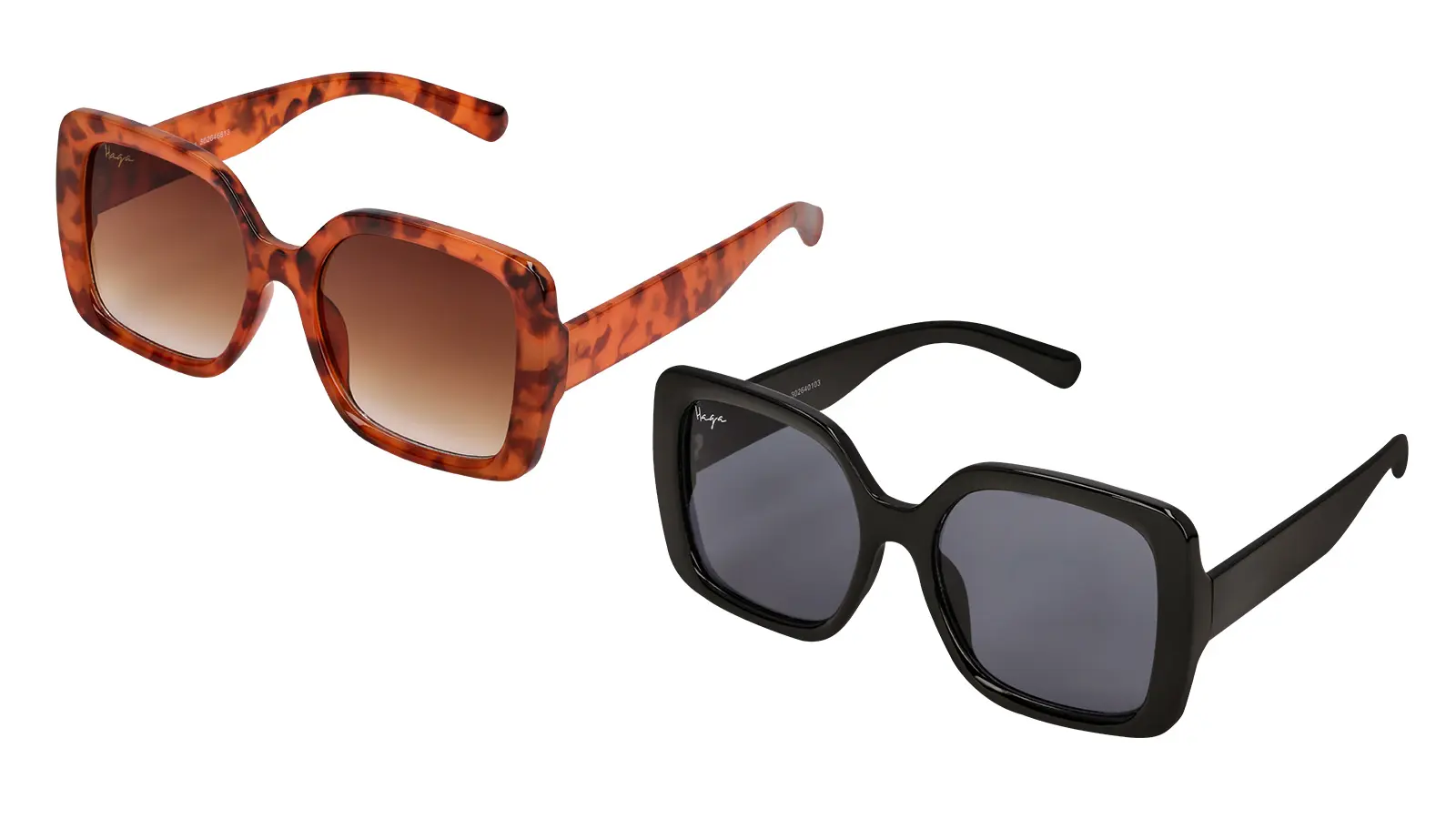 Kaksi paria näyttäviä aurinkolaseja.