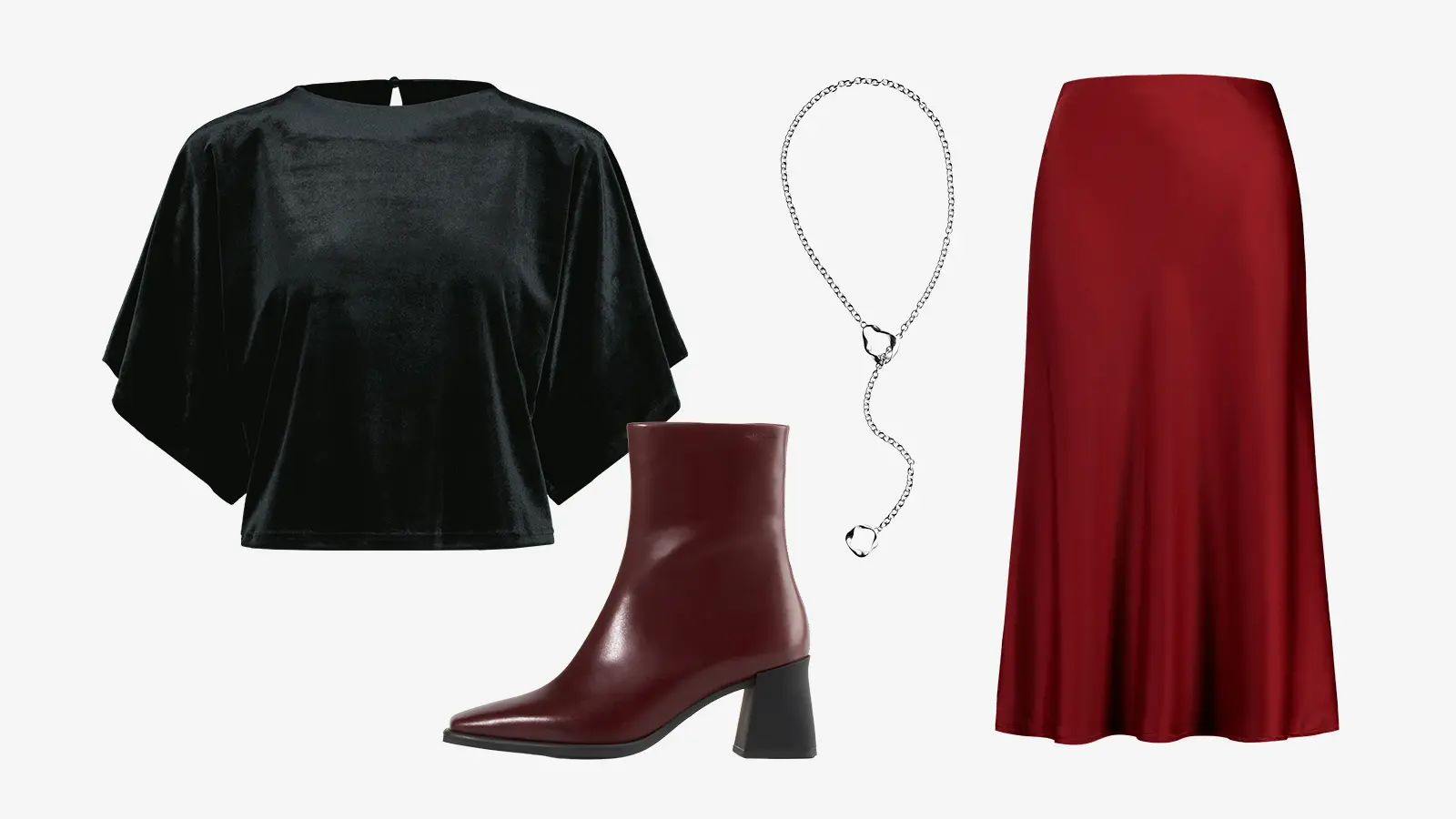 Ted Baker Kcatt pusero, YAS YASPella hame, Lumoava Studio Kaulakoru Double Dare, Vagabond Shoemakers Hedda nilkkurit