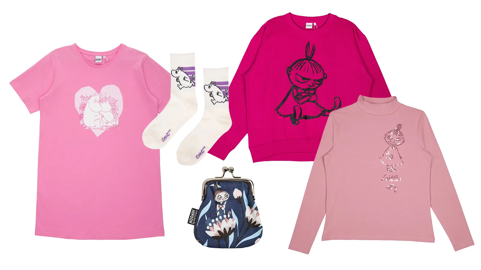 Muumiteemaisia vaatteita