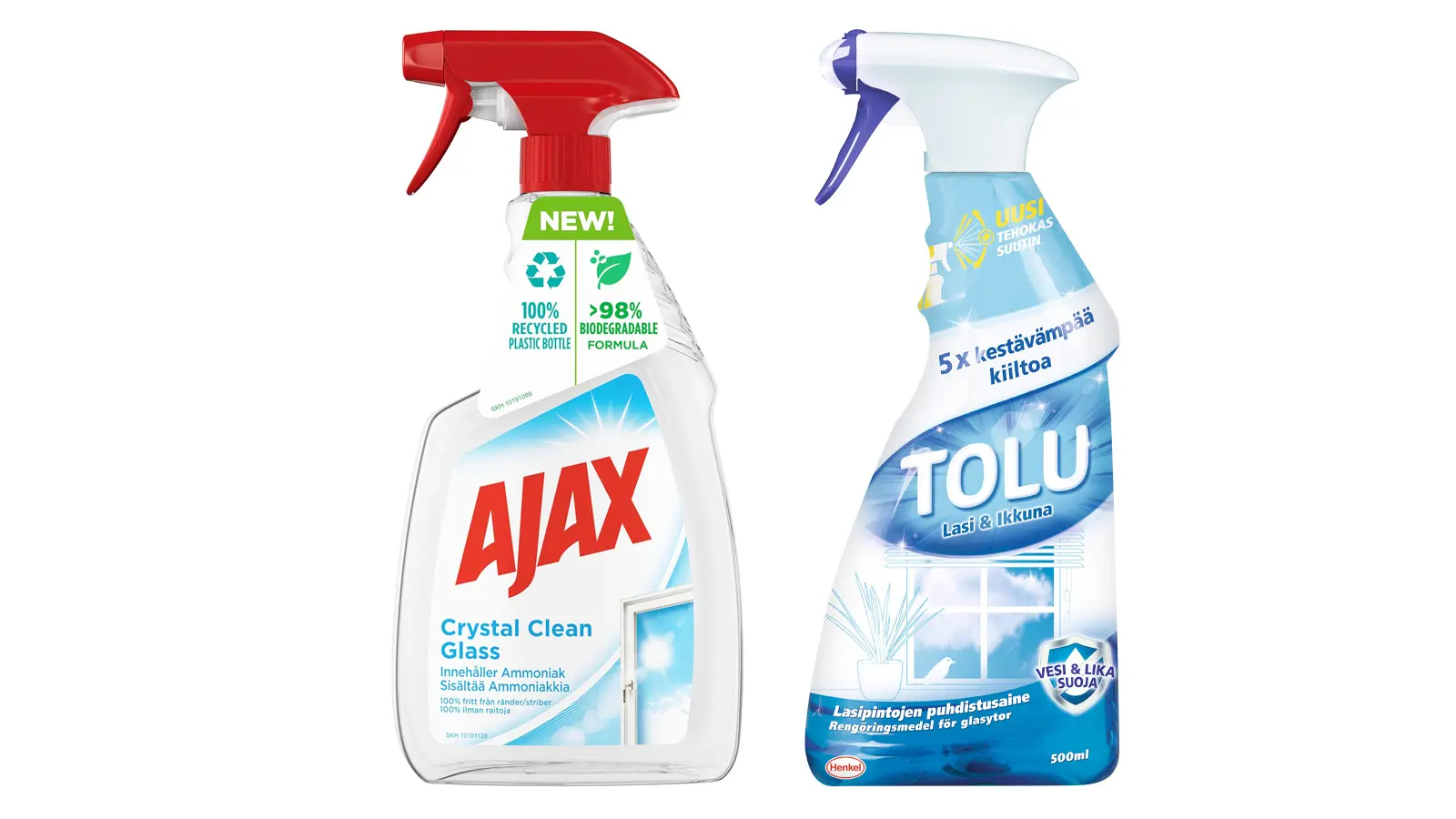 Lasinpuhdistusaineita