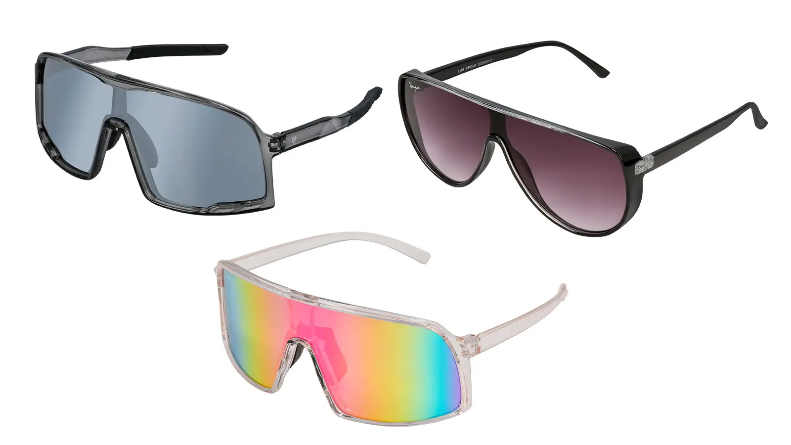 Kolmet futuristiset aurinkolasit.