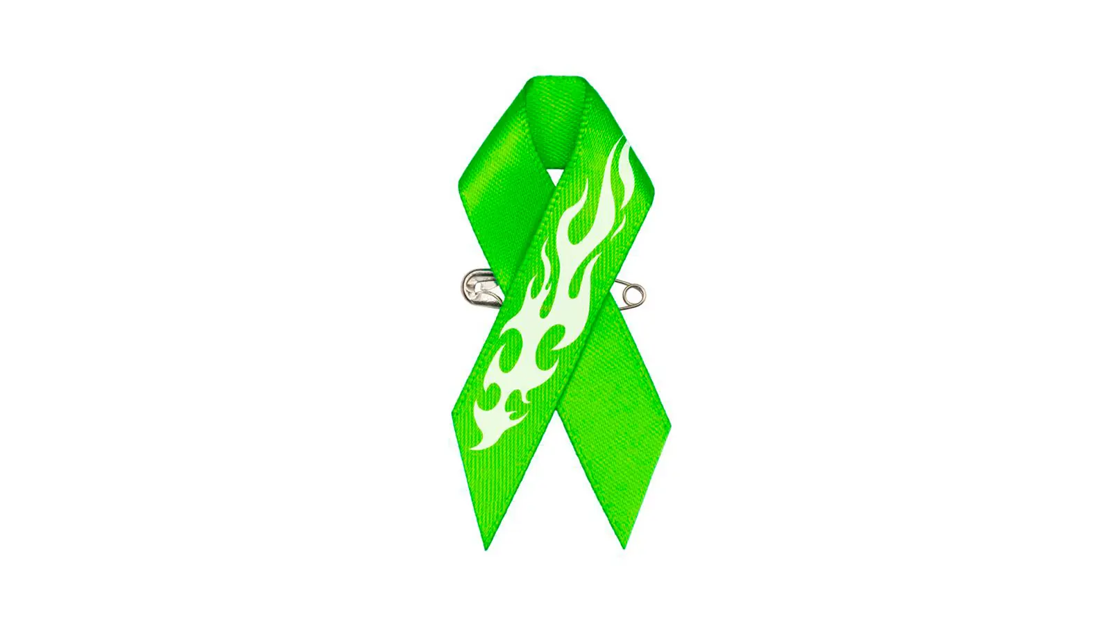 Vihreä nauha, jossa näkyy liekin kuva