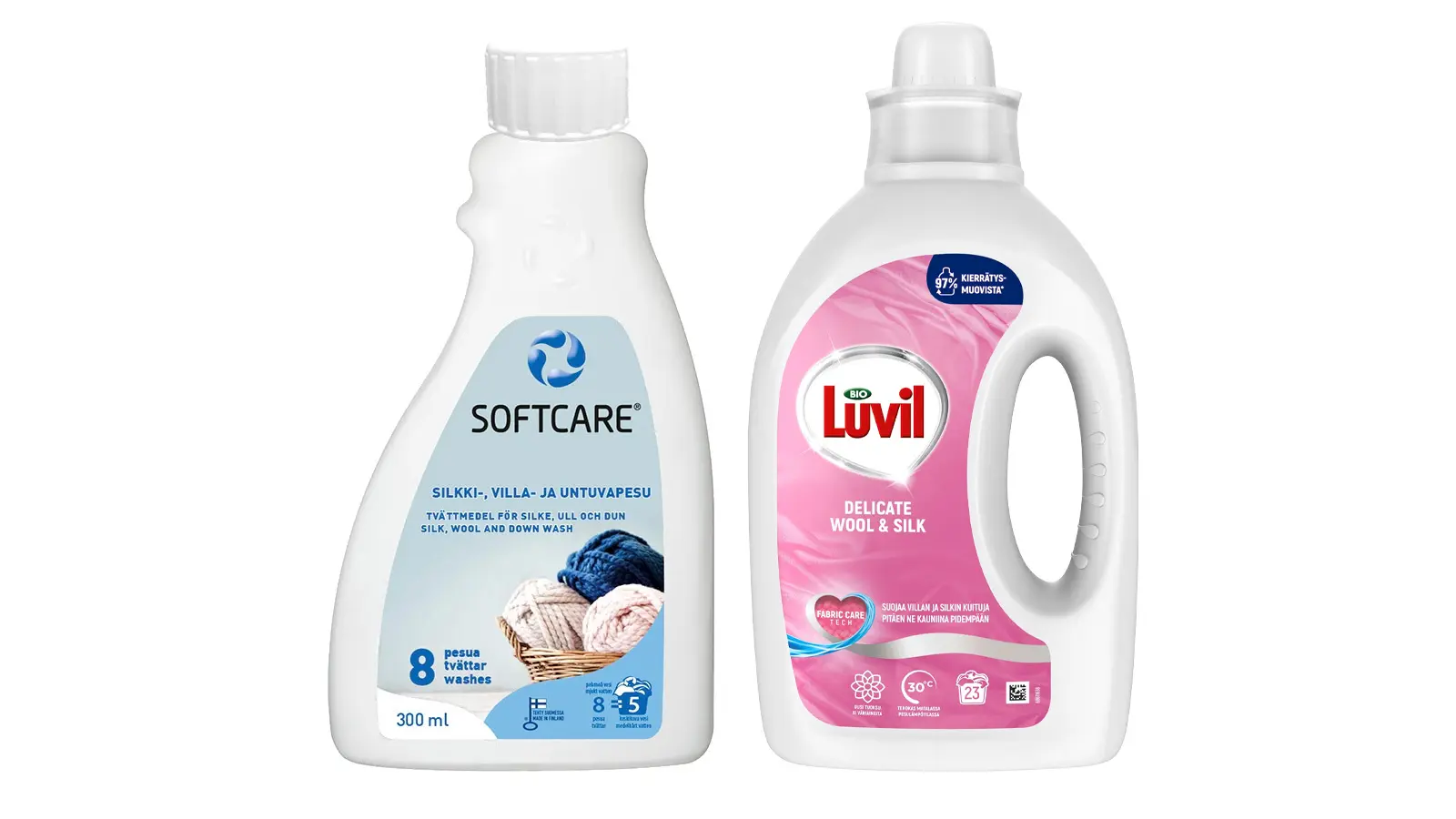 Hellävaraisia pyykinpesuaineita