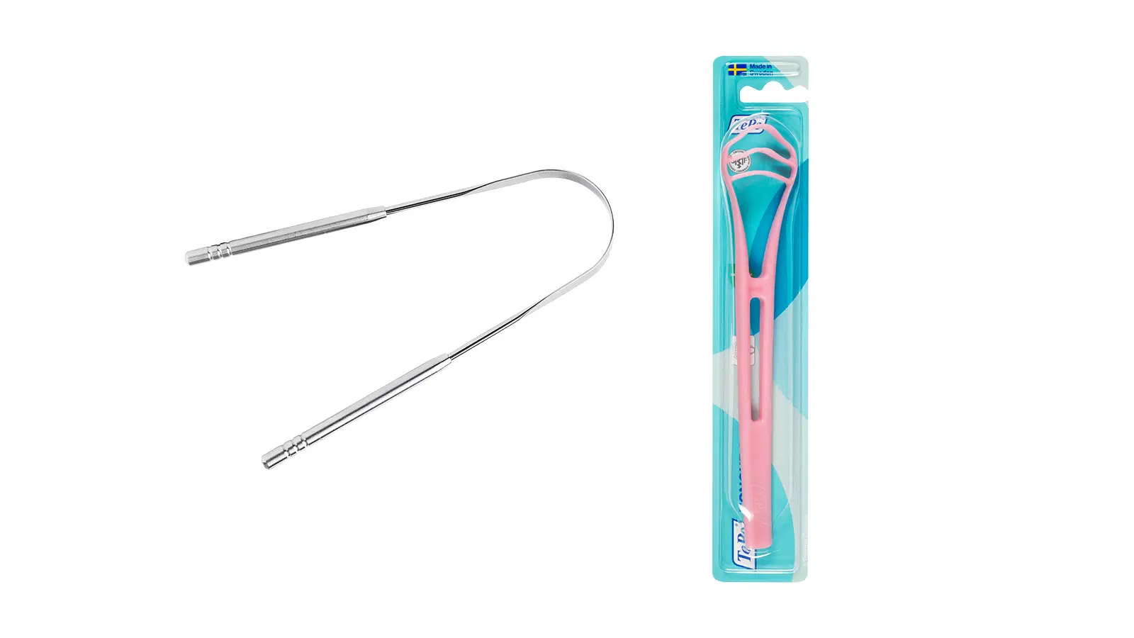 Kaksi erilaista kielenpuhdistinta