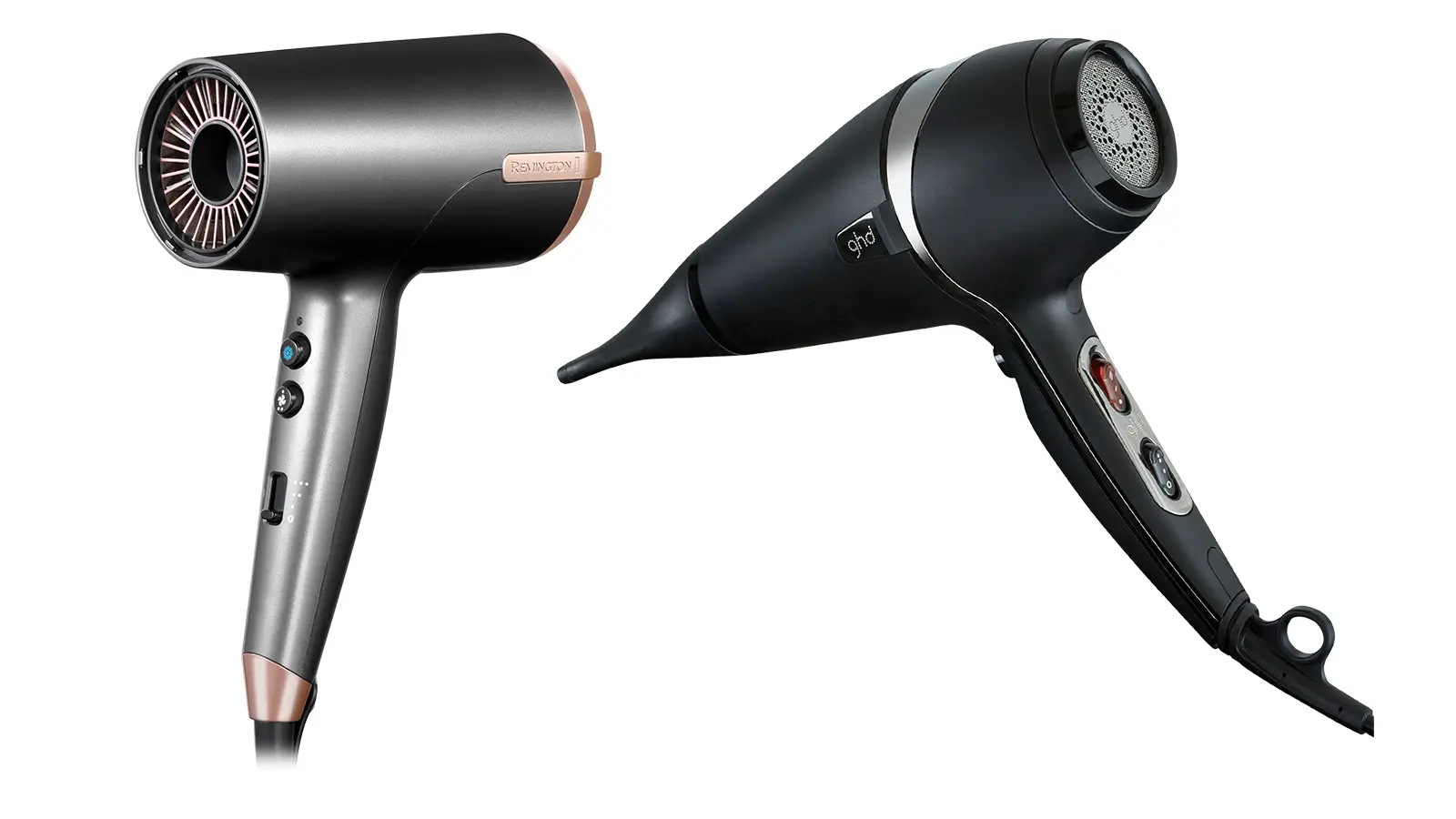 Kaksi erilaista hiustenkuivaajaa