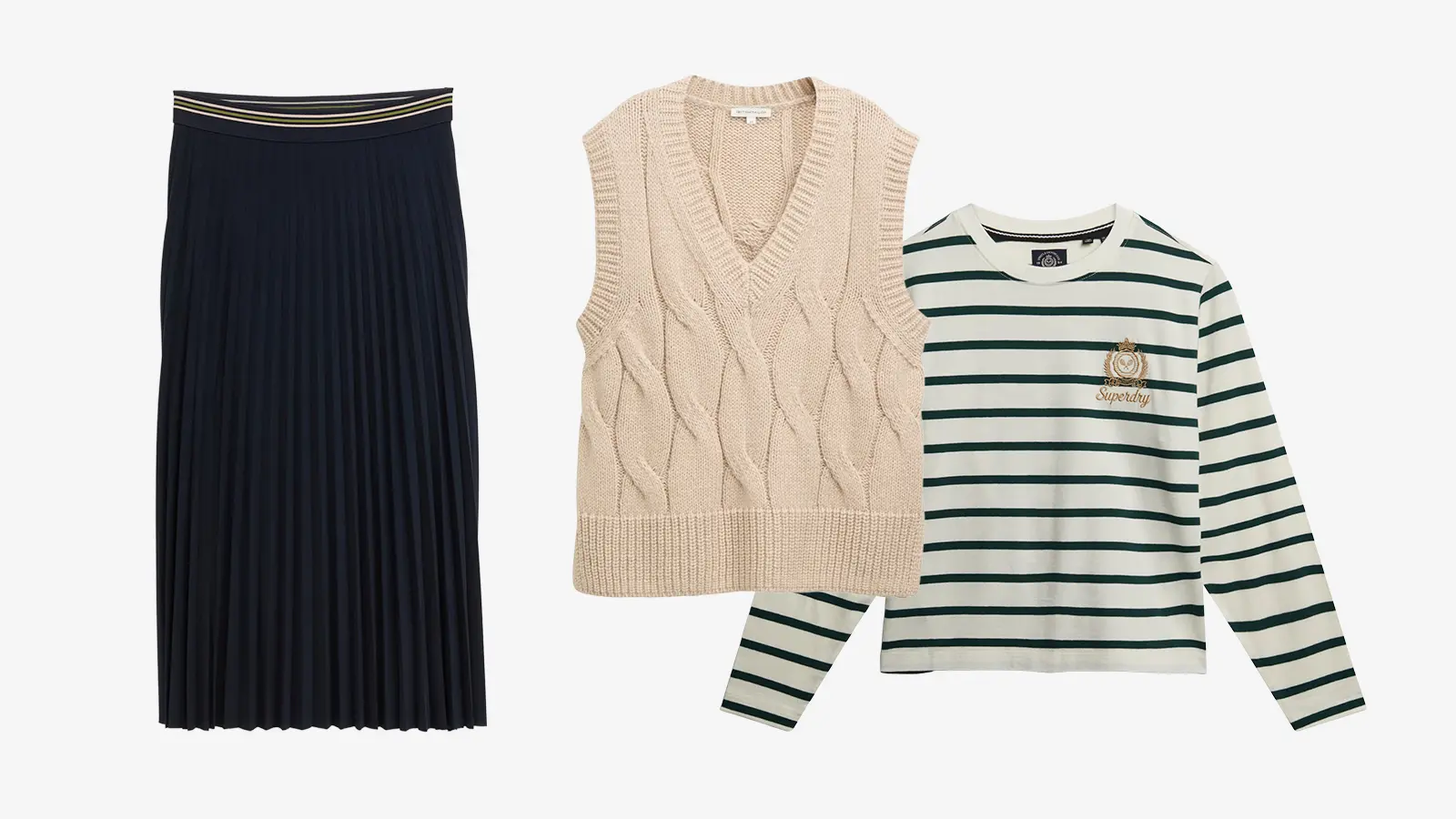 Tom Tailor hame, Tom Tailor neuleliivi, Superdry Country Club Ls Stripe paita