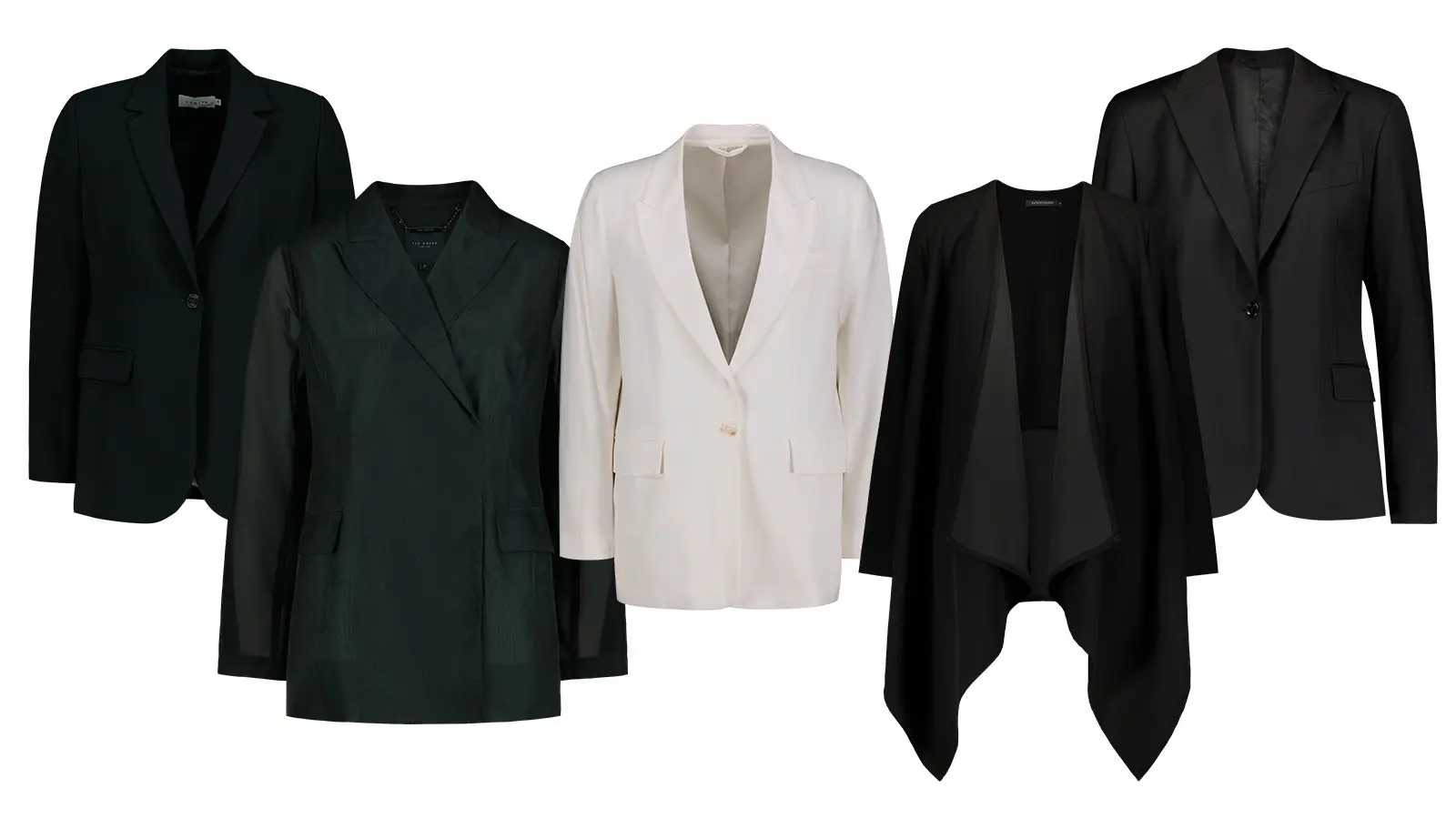 Viisi jakkua rivissä.