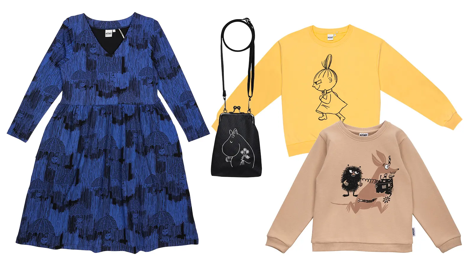 Muumiteemaisia vaatteita