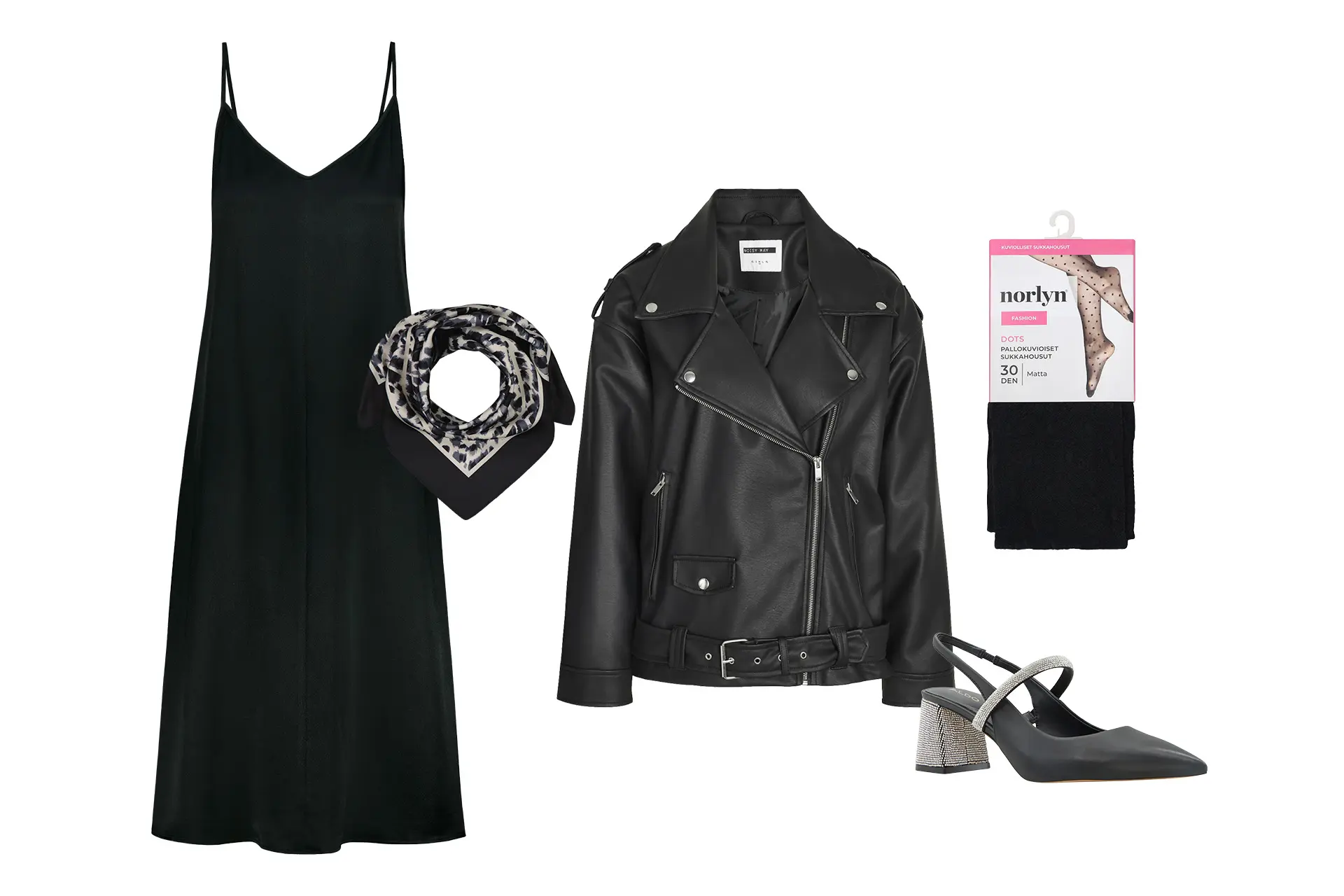 Vaatteita ja asusteita.