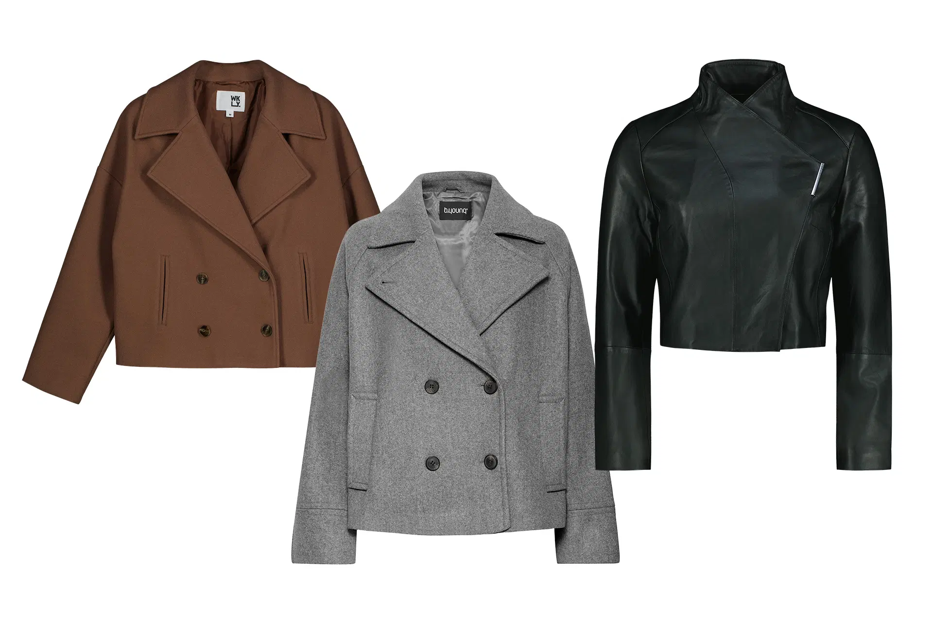 Kolme erilaista lyhyttä takkia