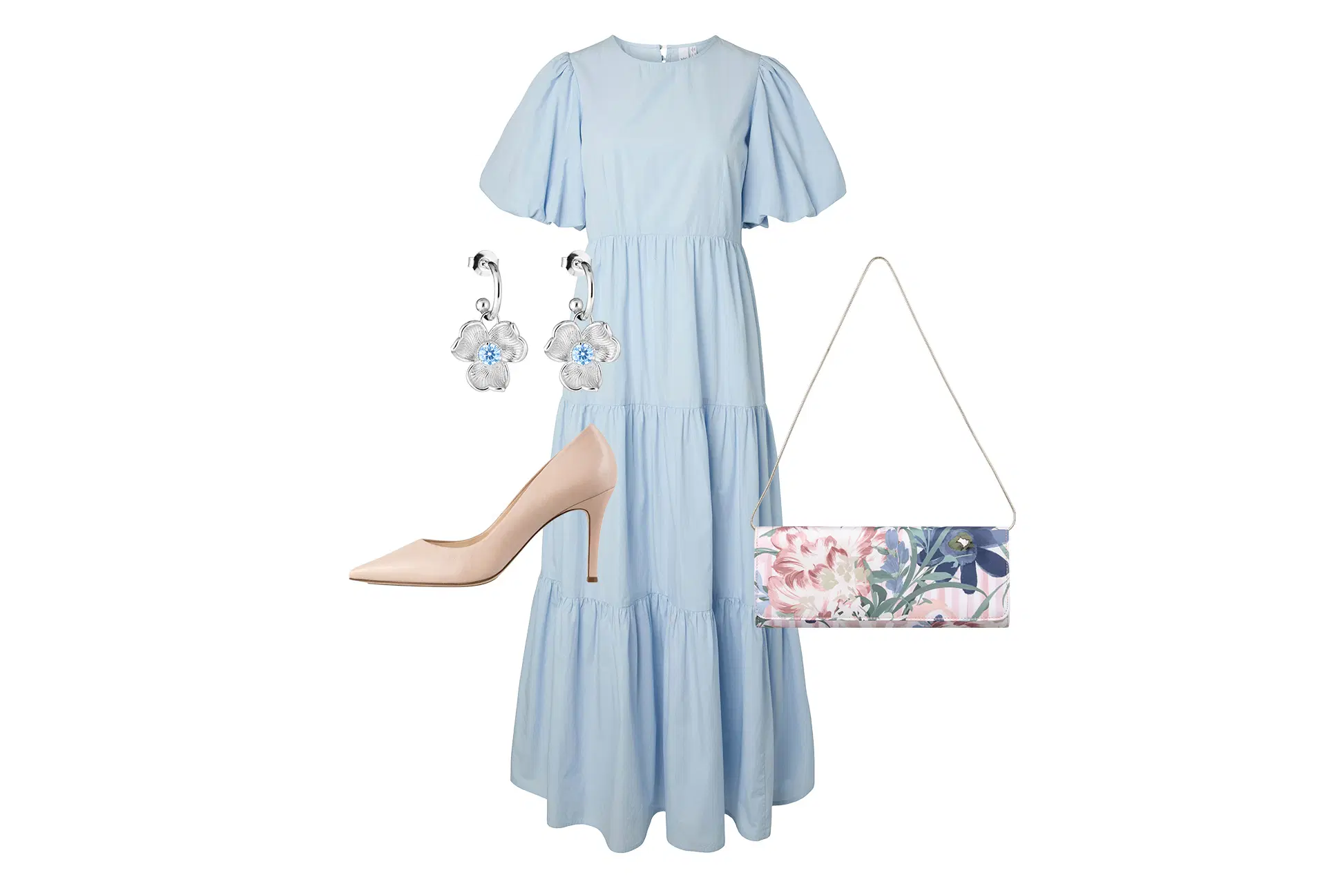 Vaaleansininen juhla-asu