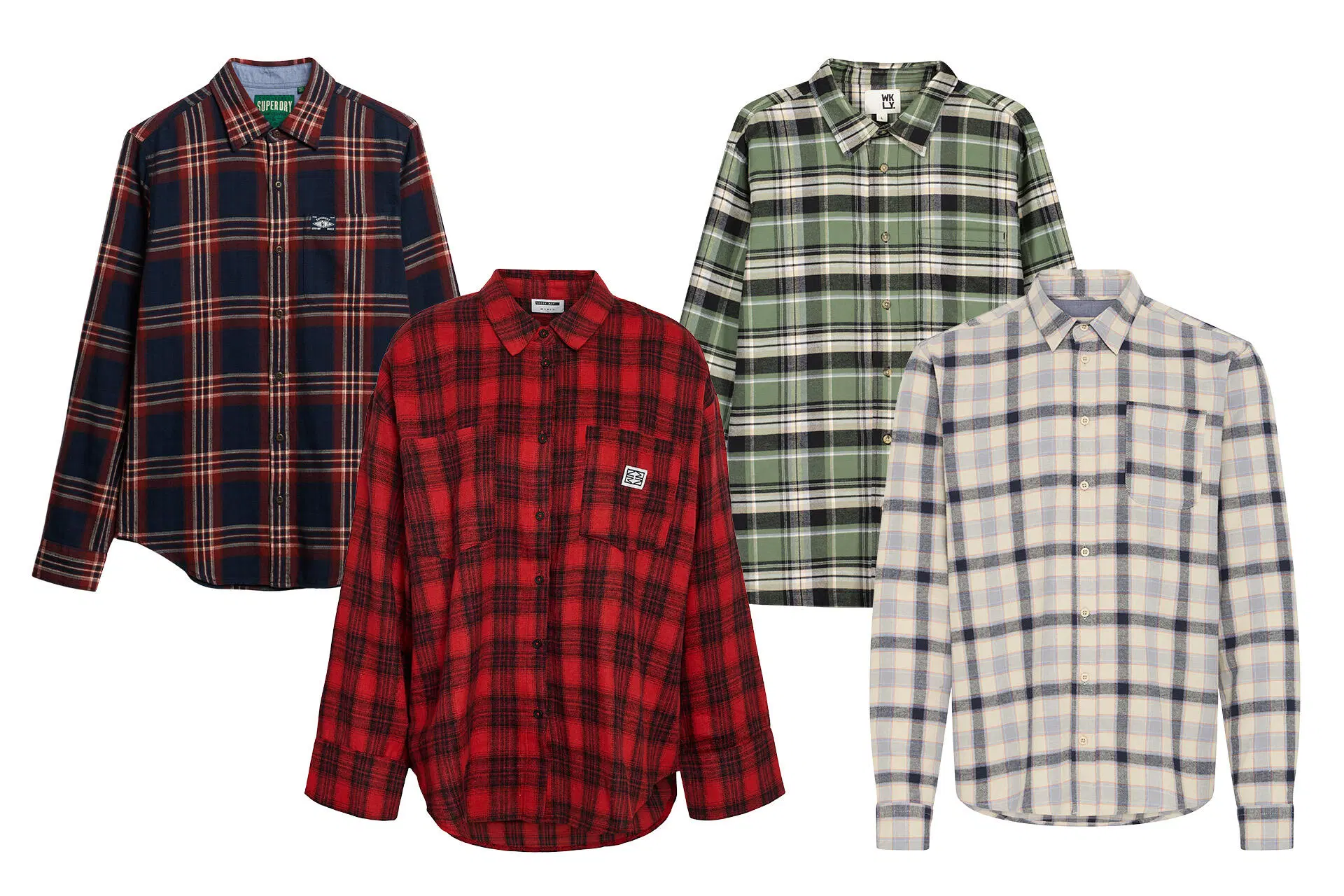 Neljä ruudullista flanellipaitaa