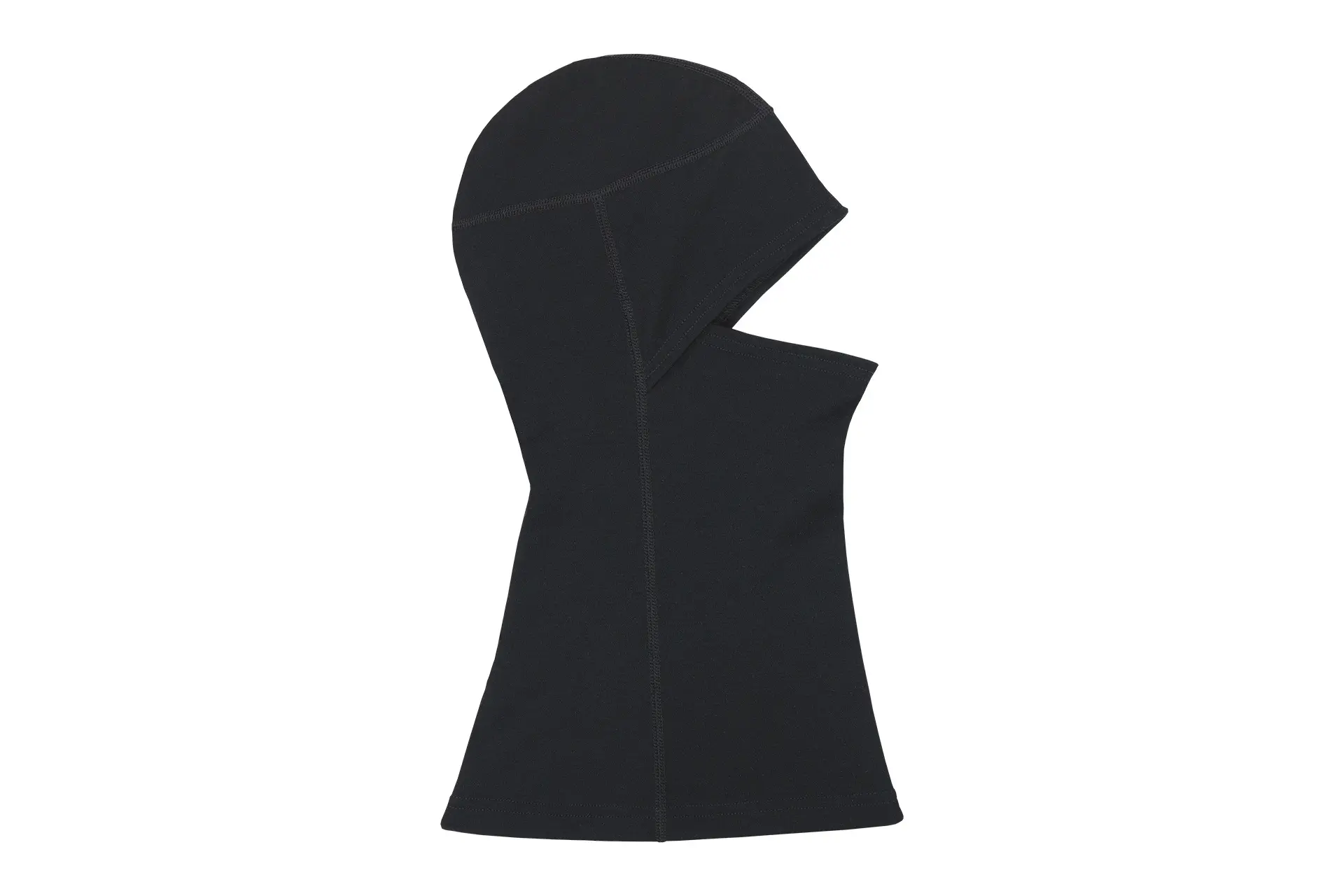 Tuotekuva mustasta merinovillaisesta kypärämyssystä.