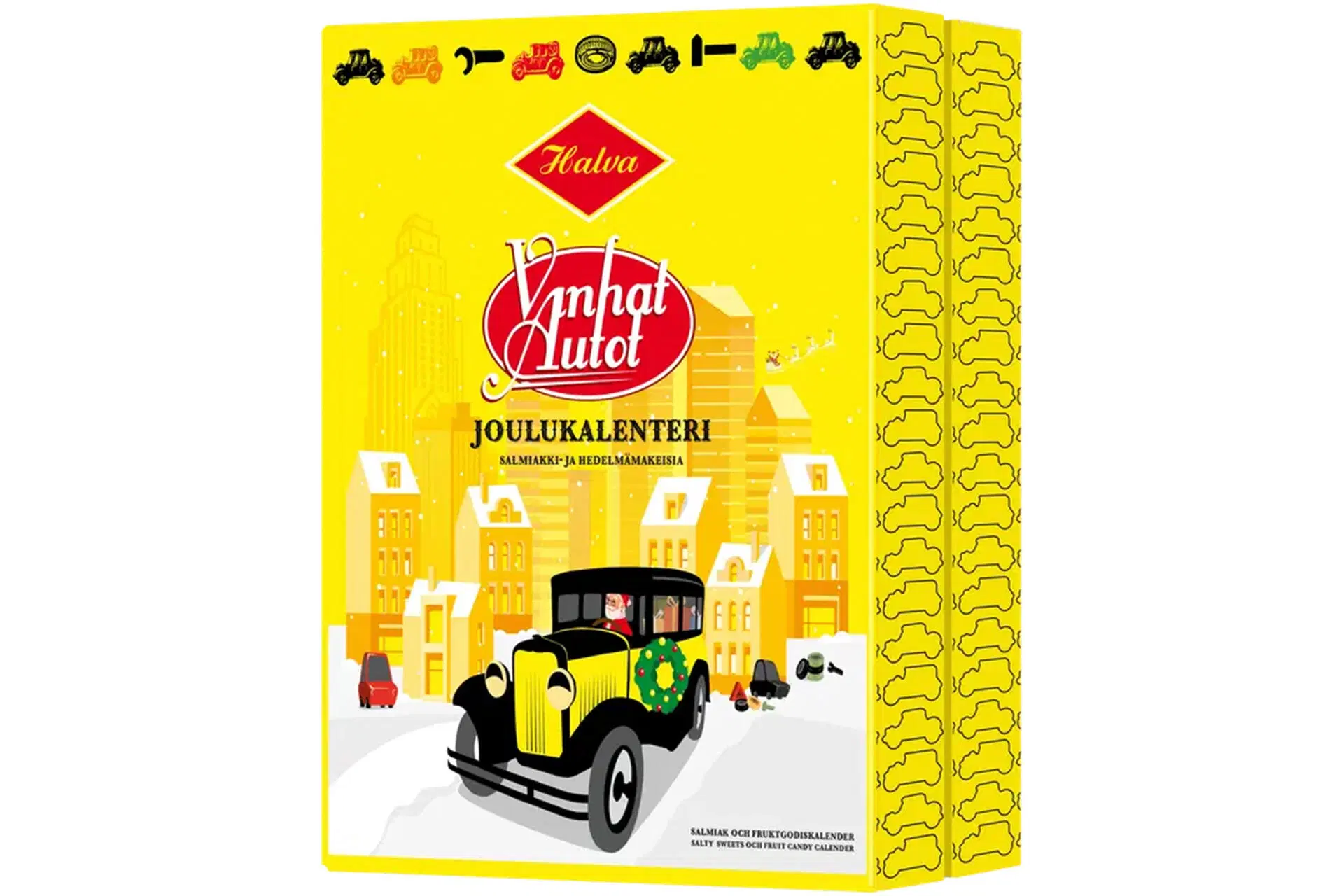 Halva Vanhat Autot salmiakki- ja hedelmäkarkkijoulukalenteri