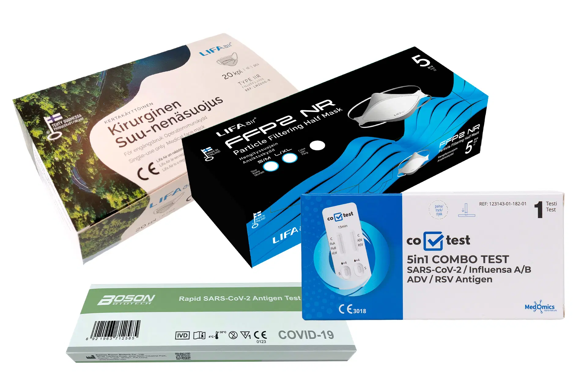 Kasvomaskeja ja kotitestejä